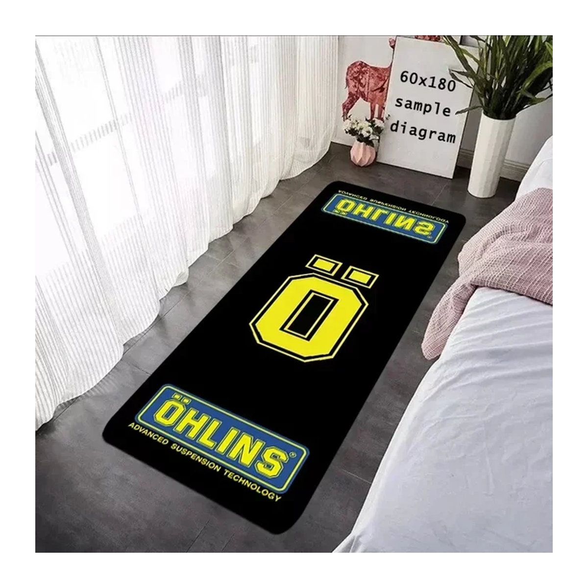 Rutschfester Motorrad Teppich in Schwarz als weiche Bodenmatte für Wohnzimmer und Schlafzimmer - Bild 1