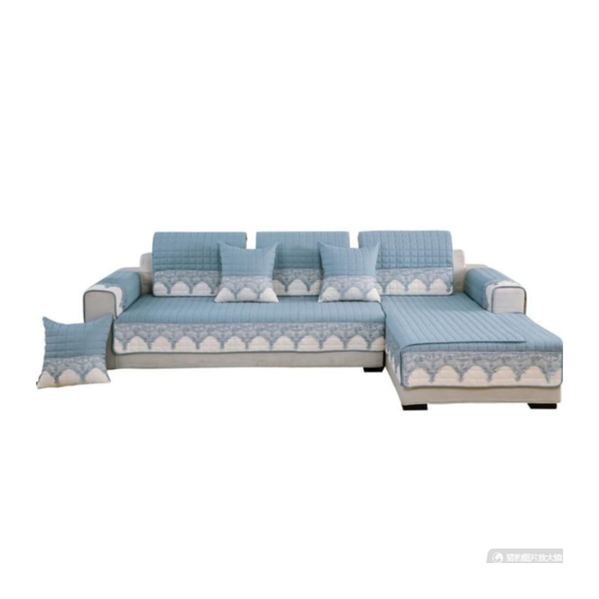 Rutschfester Sofabezug Super Six Plaid als Ecksofa-Protector in Grau, Maße: 70 x 70 cm - Bild 3
