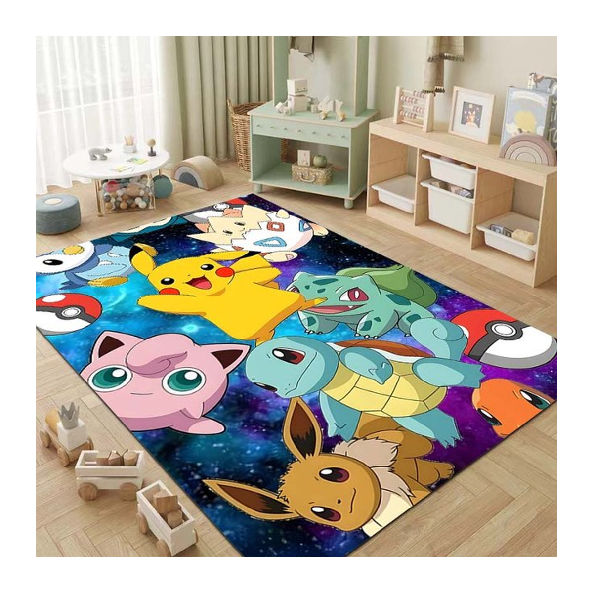 Rutschfester Teppich mit Japan Pokémon Pikachu Motiv von Potdemiel in Mehrfarbig für Wohnzimmer, Schlafzimmer oder Kinderzimmer - Bild 1
