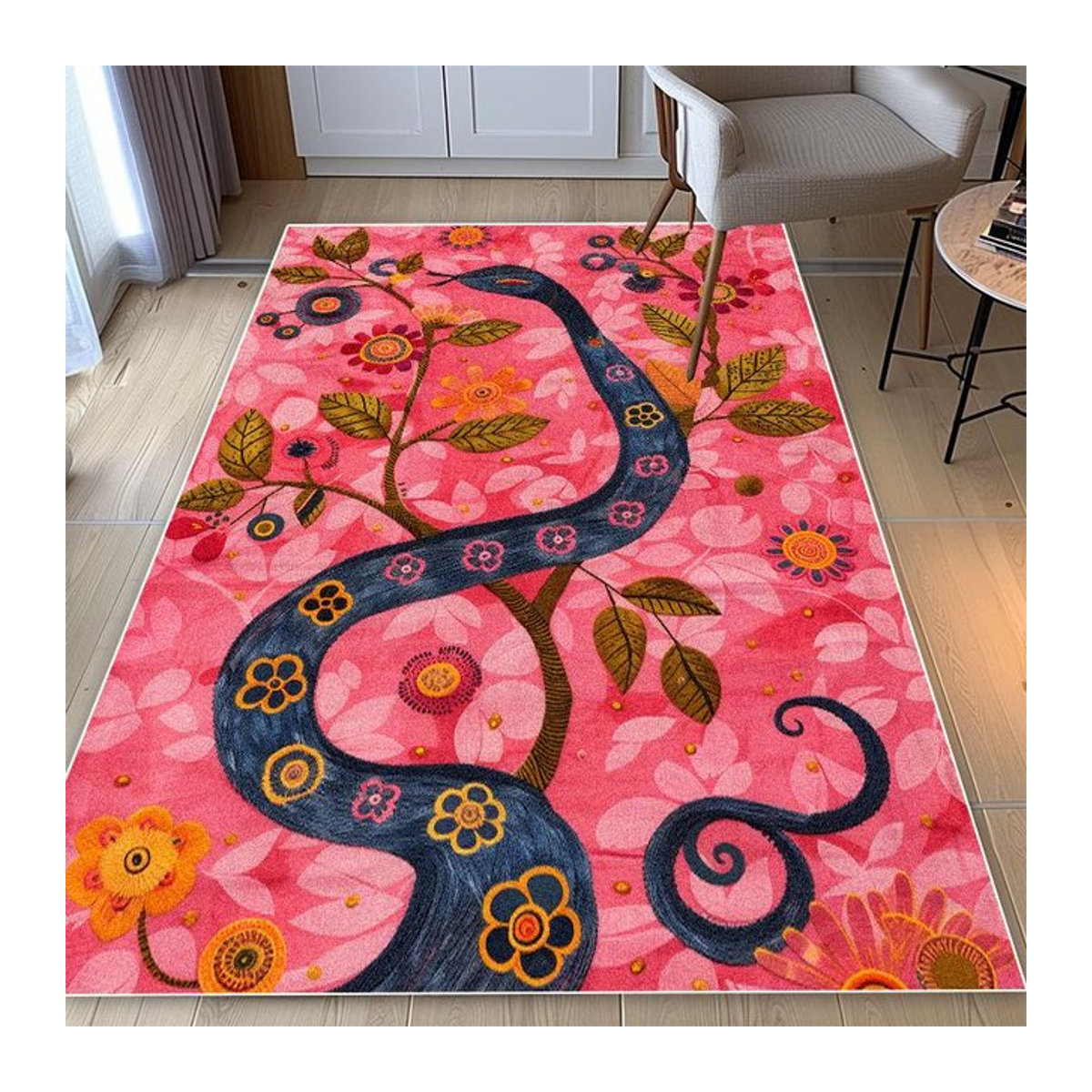 Rutschfester Teppich von Karpetti mit Schlangenmuster im amerikanischen Stil, mehrfarbig, B: 300 cm, T: 200 cm - Bild 1