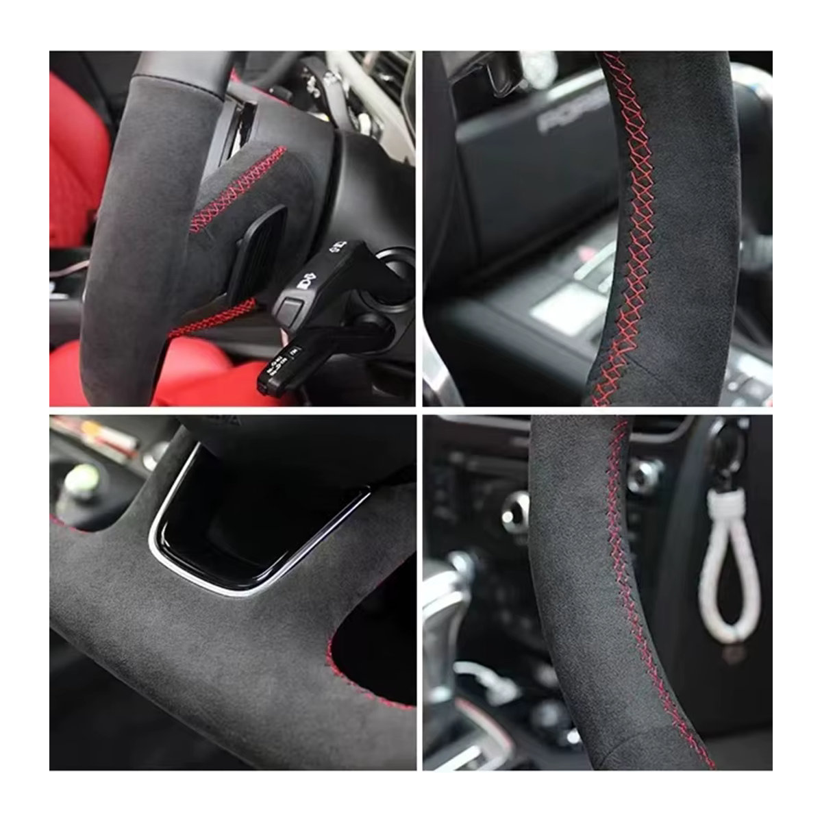 Rutschfester Wildleder-Lenkradbezug von WUNHKF in Schwarz für Mercedes-Benz S-Klasse W222, GLC, A-Klasse W177, C-Klasse W205 und E-Klasse W213 - Bild 3