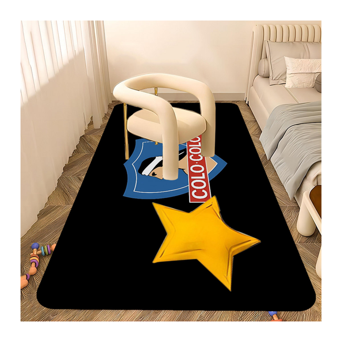 Rutschfester Willkommensteppich Club Social Y Deportivo Colo in Schwarz für Wohnzimmer und Balkon - Bild 1