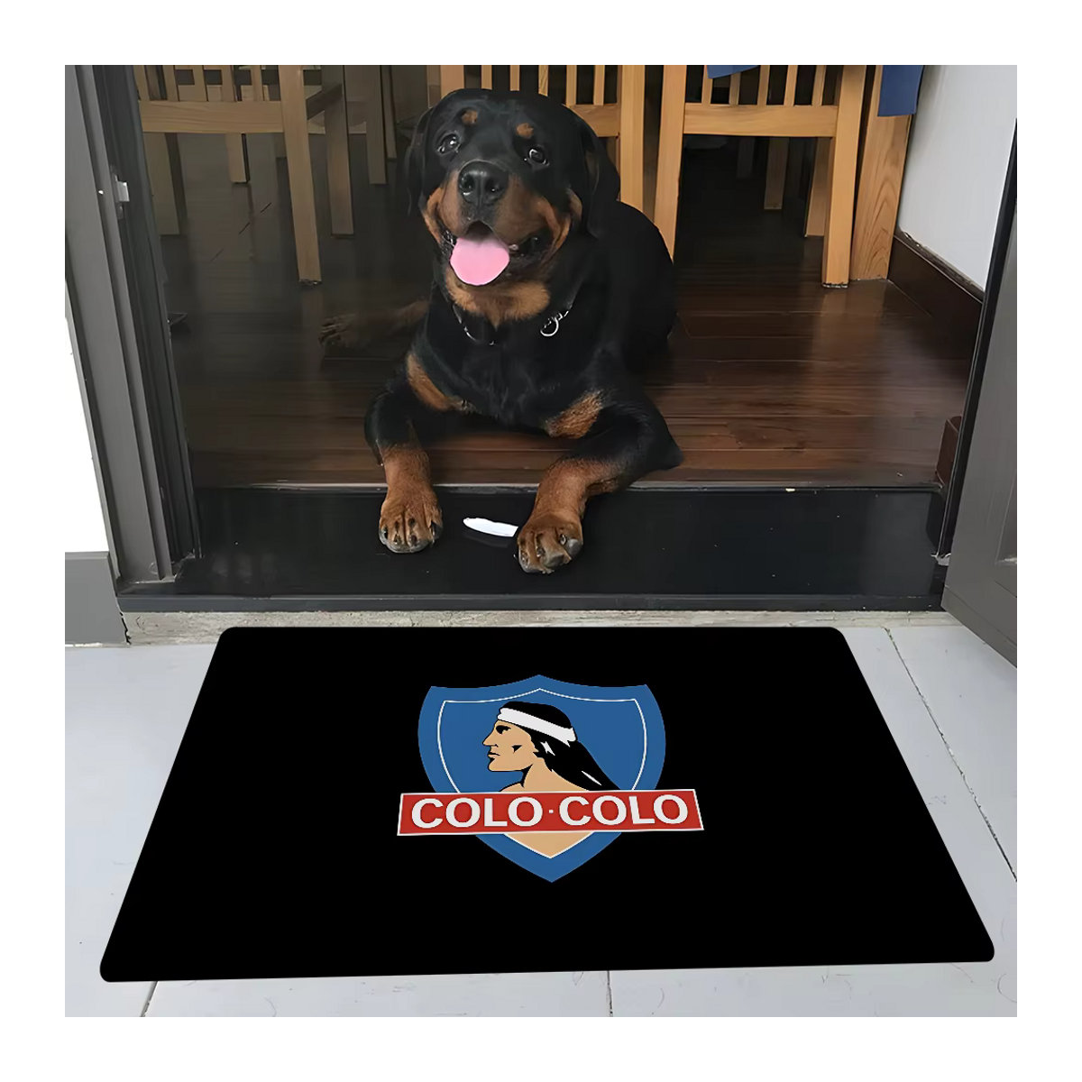 Rutschfester Willkommensteppich Club Social Y Deportivo Colo in Schwarz für Wohnzimmer und Balkon - Bild 6