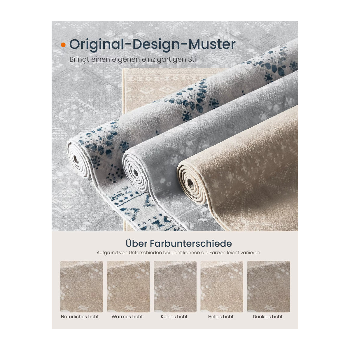 Rutschfester Wohnzimmerteppich von SONGMICS HOME in Beige, B: 80,1 cm x L: 150,1 cm - Bild 4