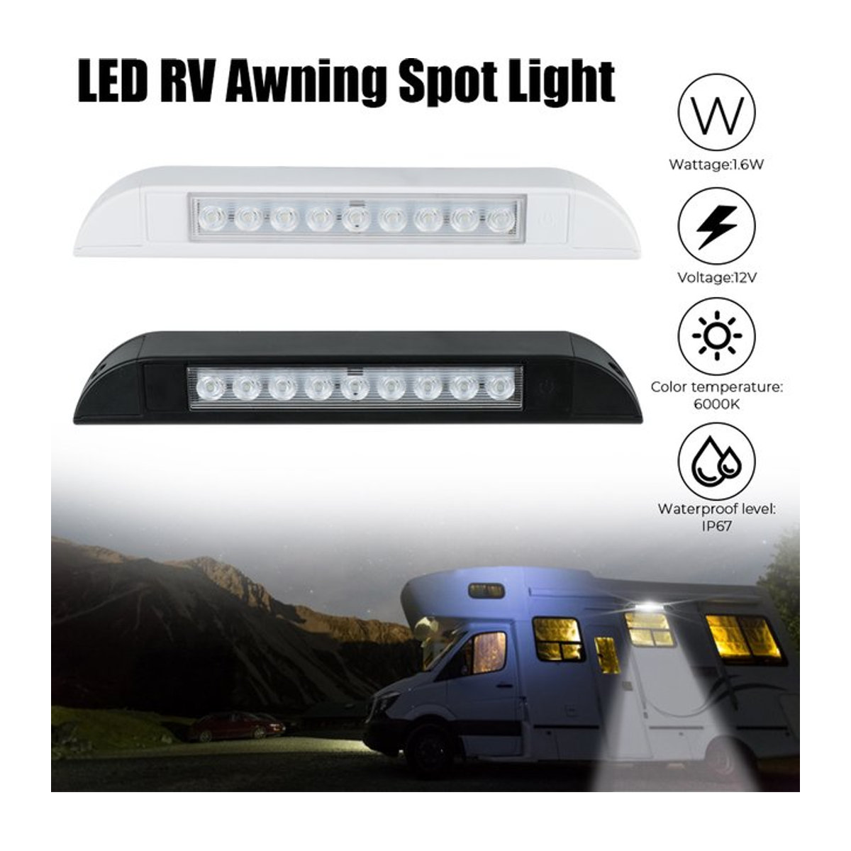 RV Yacht LED Deckenleuchte für Wohnmobil und Wohnwagen, 12V Camping-Innenbeleuchtung, Kaltweiß, Weiß oder Schwarz - Bild 1