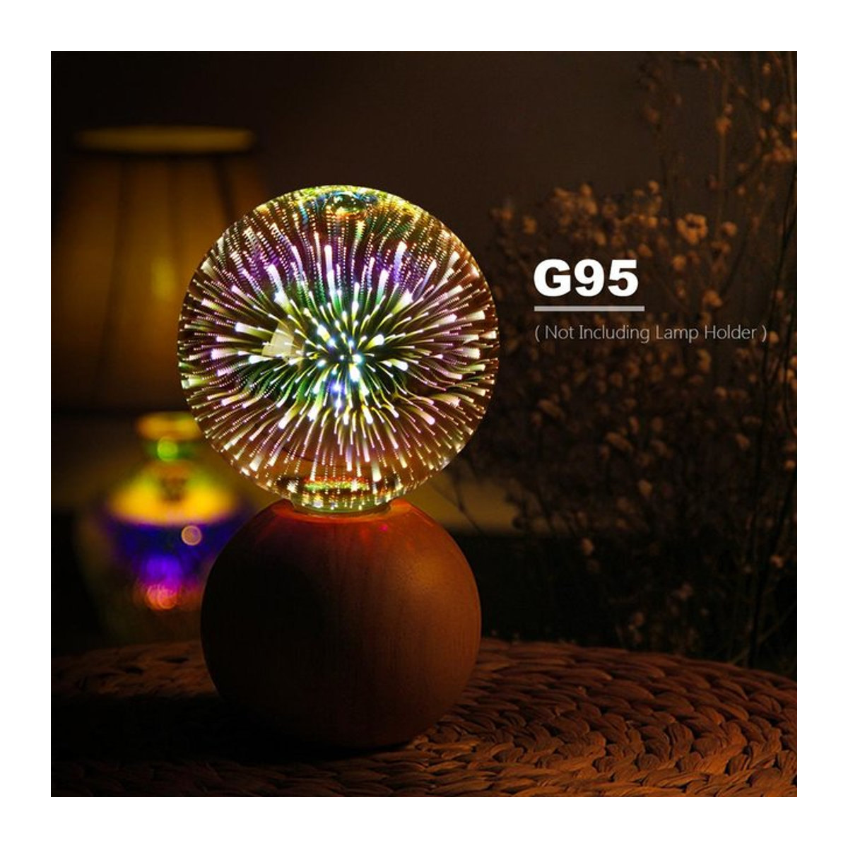 Rybakov Home Lighting Retro 3D-Feuerwerk LED-Glühbirne G95 aus Glas mit E27 Sockel in Warmweiß - Bild 1