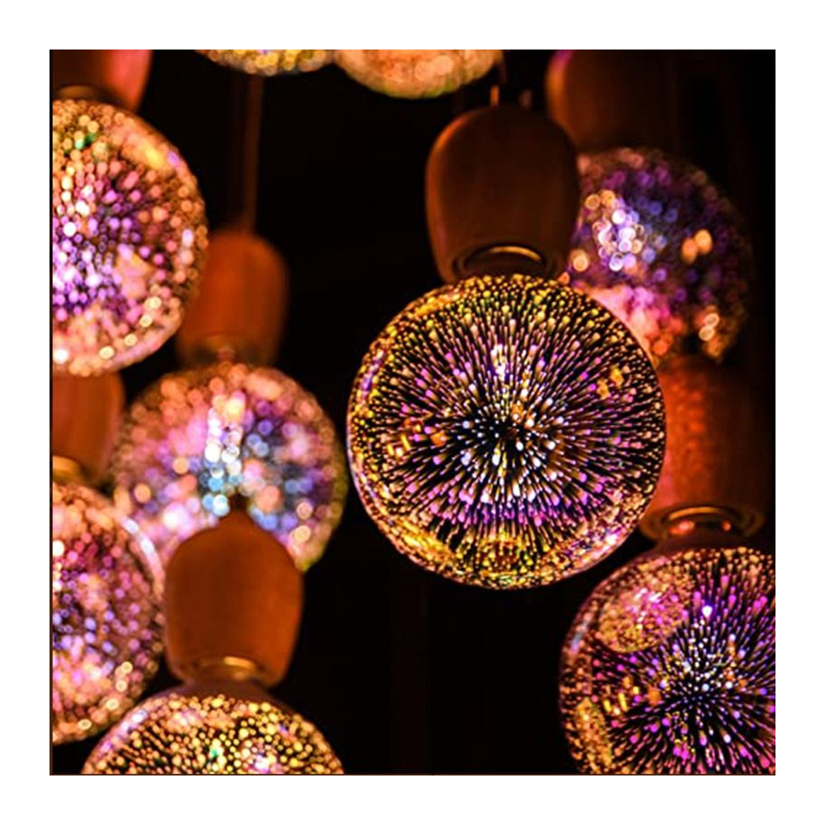 Rybakov Home Lighting Retro 3D-Feuerwerk LED-Glühbirne G95 aus Glas mit E27 Sockel in Warmweiß - Bild 2