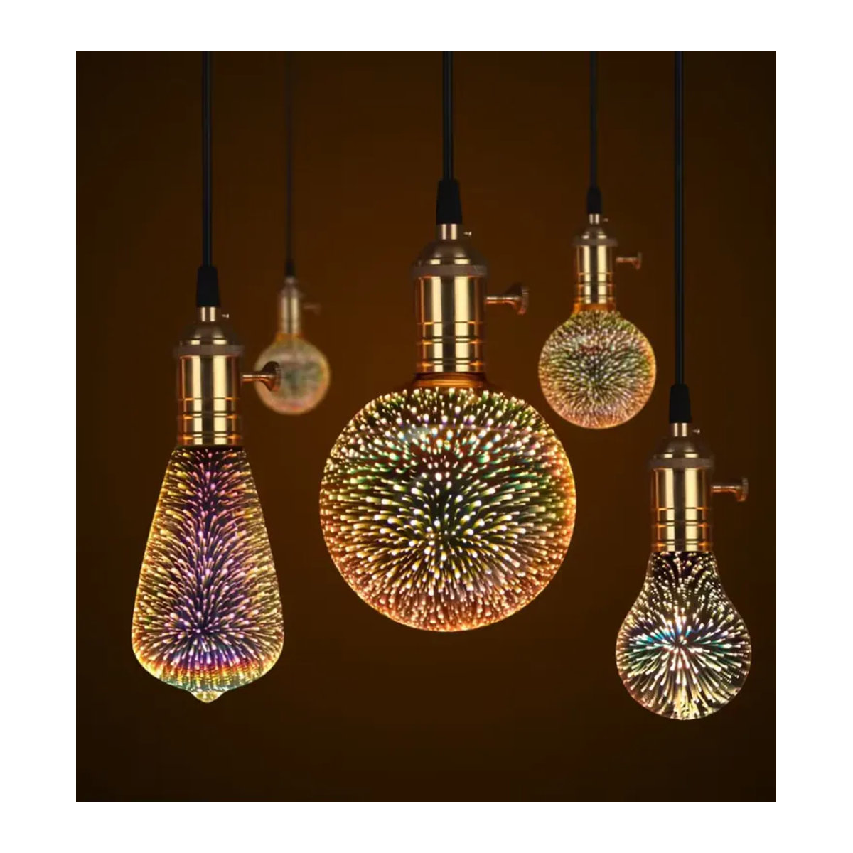 Rybakov LED Glühbirne E27 mit Stern- und Feuerwerk-Effekt aus Glas in Bunt für Industrial Design - Bild 1