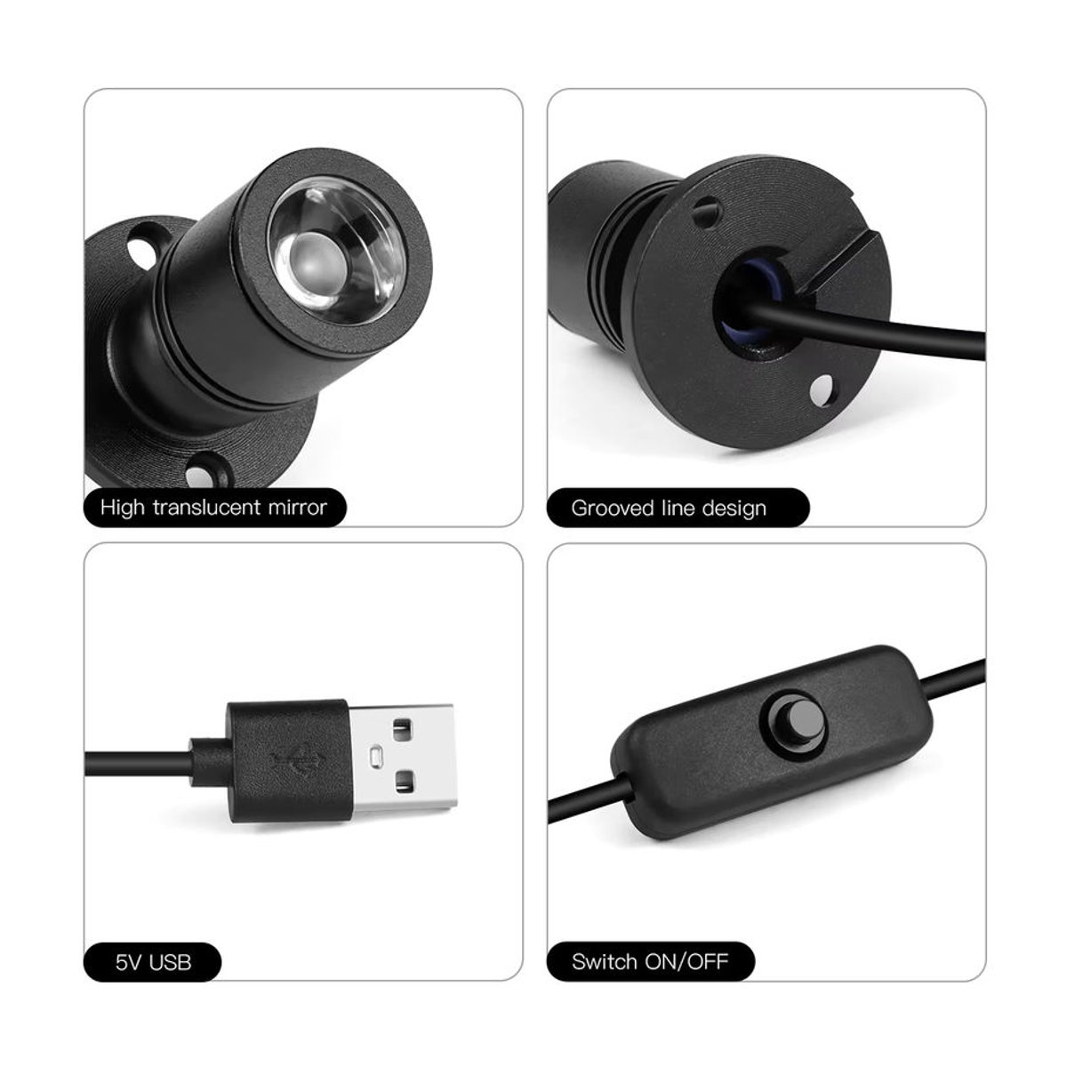 Rybakov LED-Mini-Spotlight aus Aluminium für Möbelbeleuchtung, Schwarz/Weiß - Bild 3