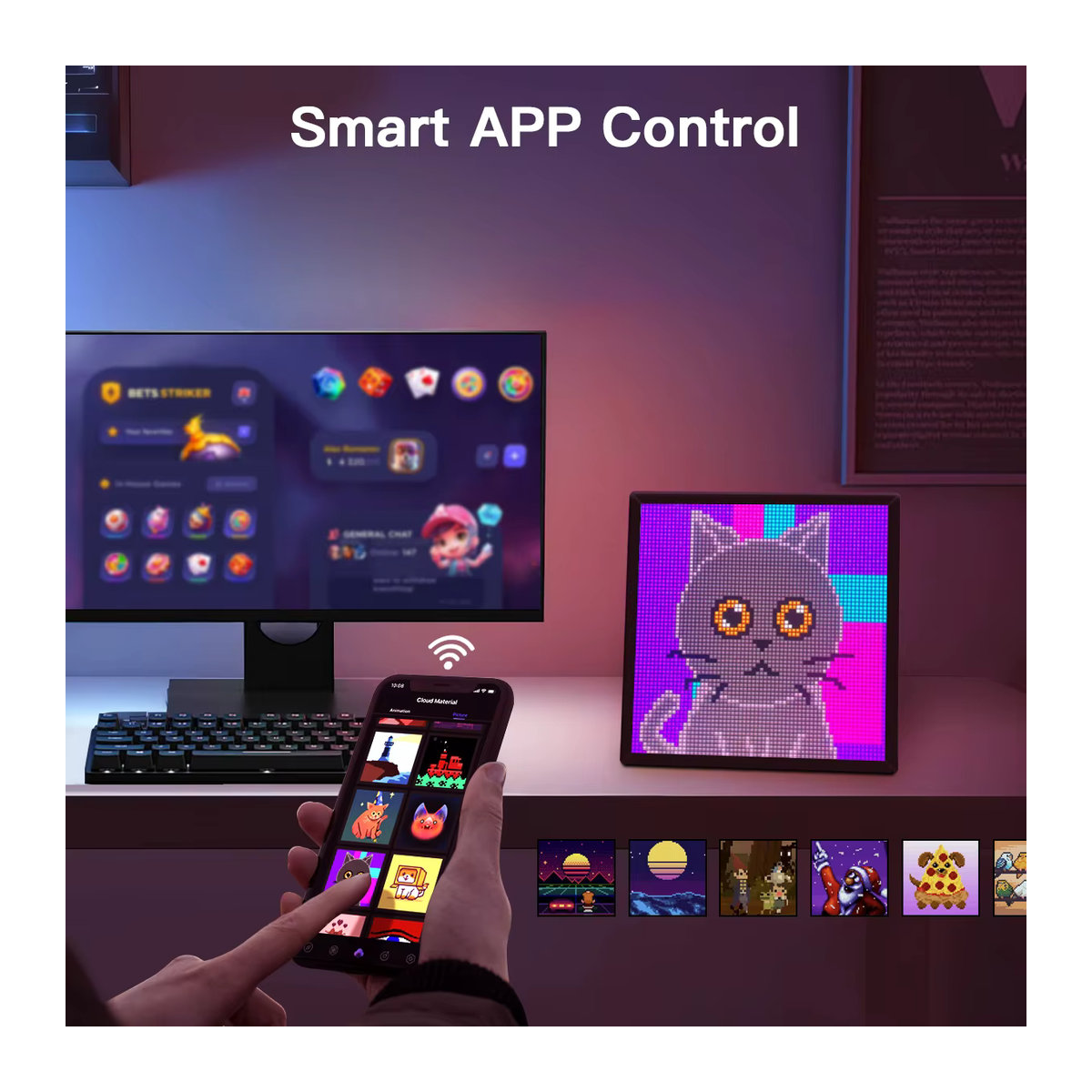 Rybakov LED RGB Matrix Panel Smart Bilderrahmen mit Bluetooth App Steuerung für digitale Animationen und Werbung in mehrfarbig - Bild 6
