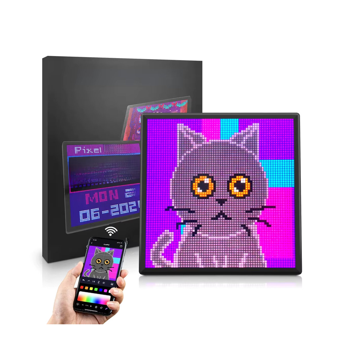 Rybakov LED RGB Matrix Panel Smart Bilderrahmen mit Bluetooth App Steuerung für digitale Animationen und Werbung in mehrfarbig - Bild 7
