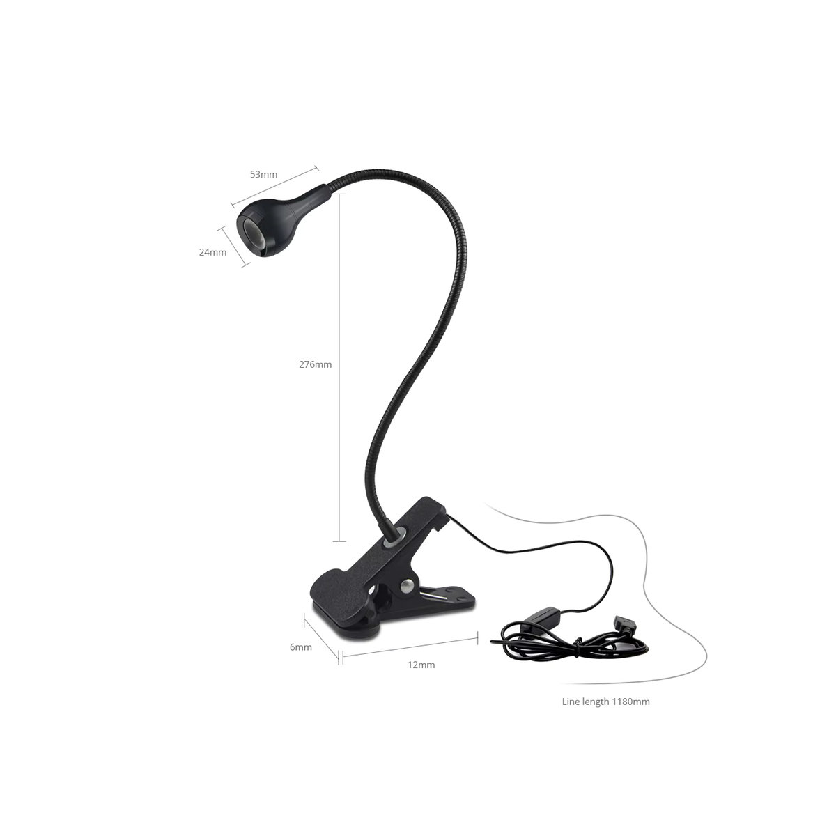 Rybakov LED Tischlampe mit Clip-Halterung und flexiblem Hals für Schreibtisch und Nachttisch in Weiß oder Schwarz - Bild 2