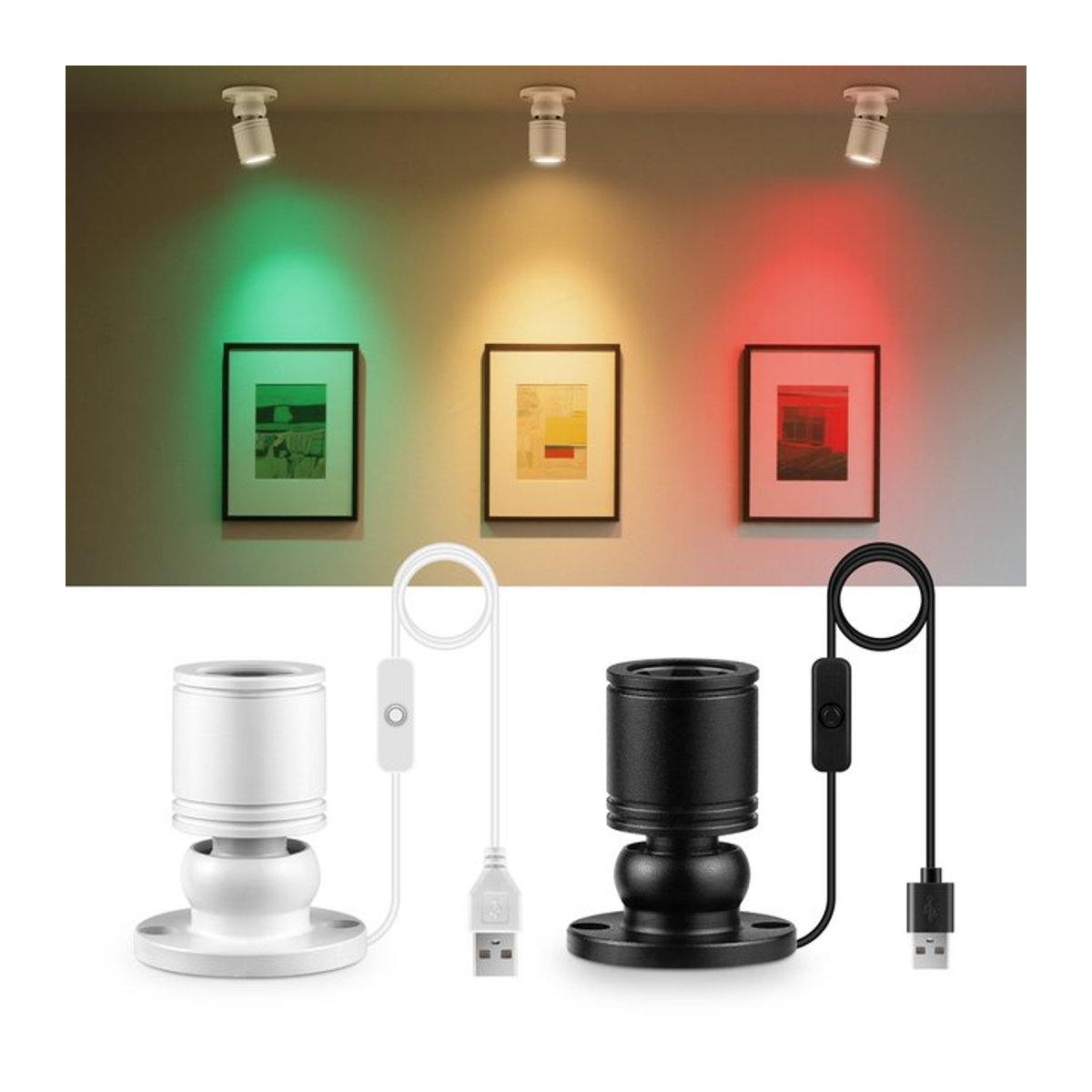 Rybakov Mini-LED-Strahler Schwarz – Drehbares USB-Spotlicht für Vitrine und Display-Beleuchtung - Bild 1