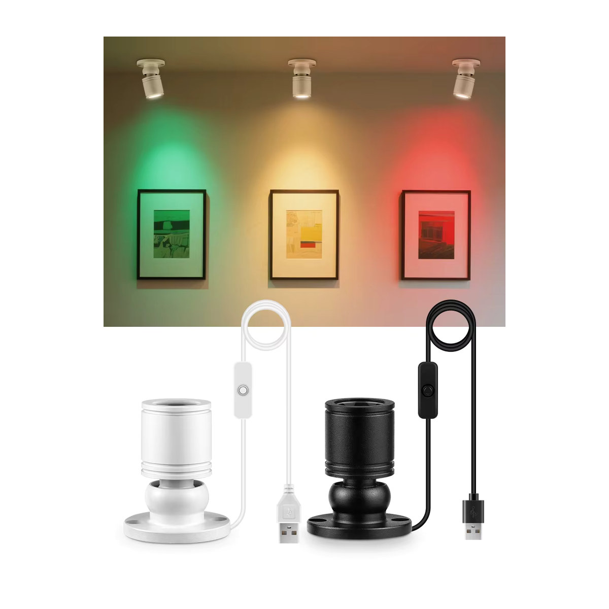 Rybakov Mini-LED-Strahler Schwarz – Drehbares USB-Spotlicht für Vitrine und Display-Beleuchtung - Bild 7