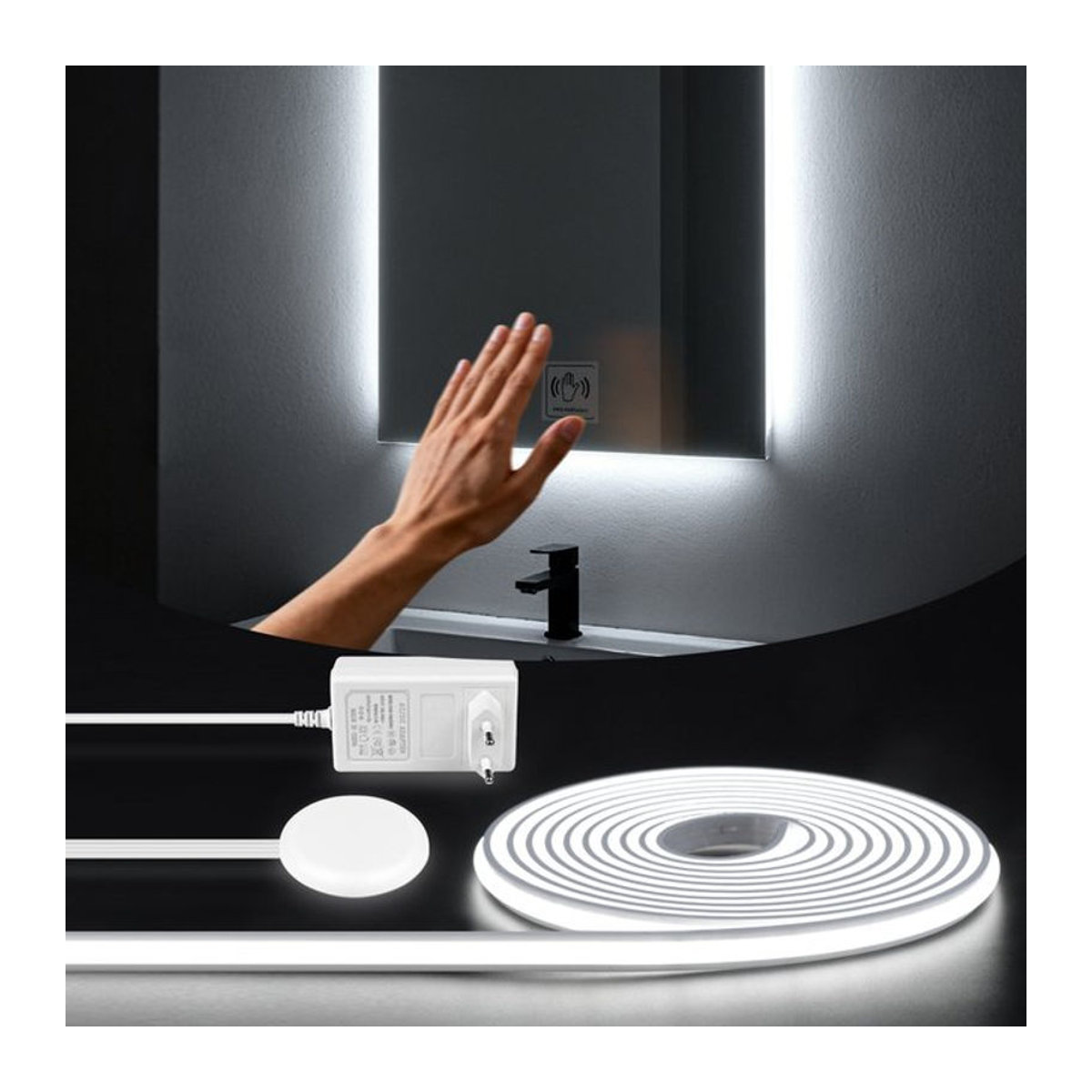 Rybakov Minimalistische COB-LED-Streifen Neonlicht mit Touch-Schalter und Sensor für Schrank und Waschtisch - Bild 1