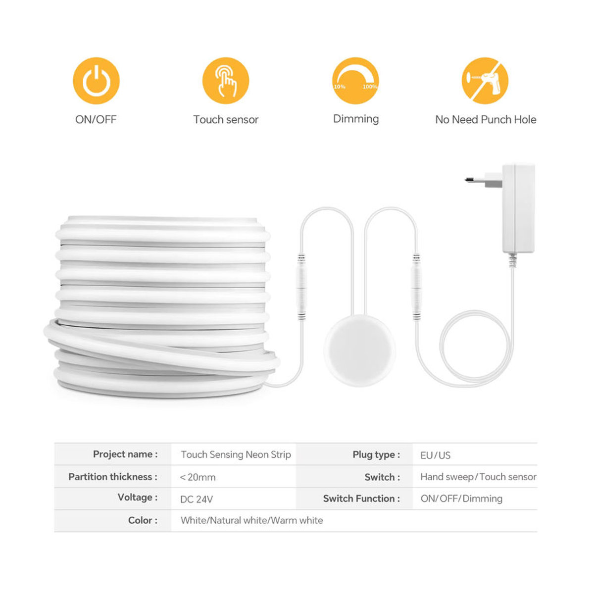 Rybakov Minimalistische COB-LED-Streifen Neonlicht mit Touch-Schalter und Sensor für Schrank und Waschtisch - Bild 2
