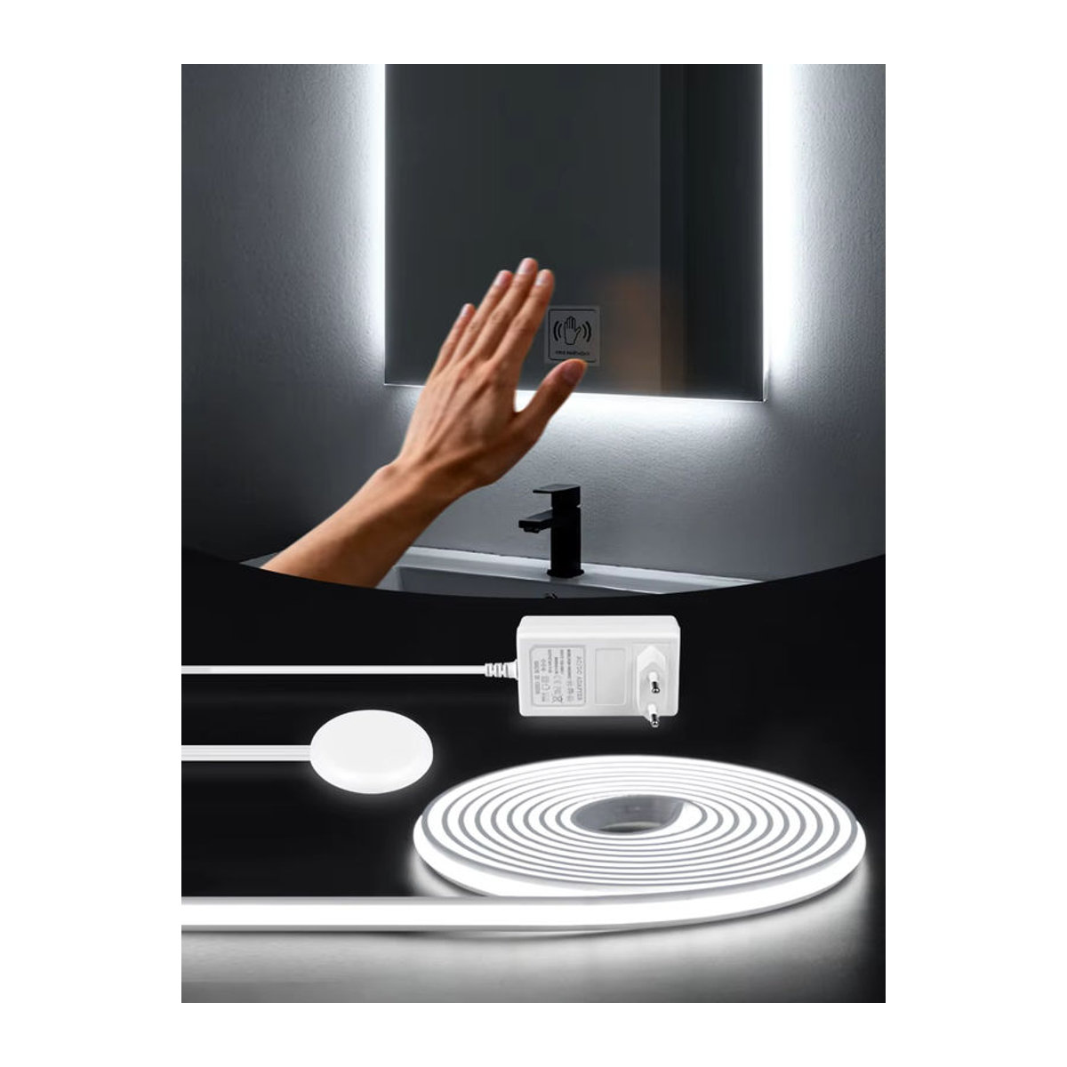 Rybakov Minimalistische COB-LED-Streifen Neonlicht mit Touch-Schalter und Sensor für Schrank und Waschtisch - Bild 7