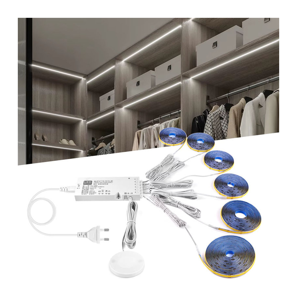 Rybakov Parallele COB LED Unterschrankleuchte mit Bewegungsmelder und Touch-Schalter, Weiß - Bild 5