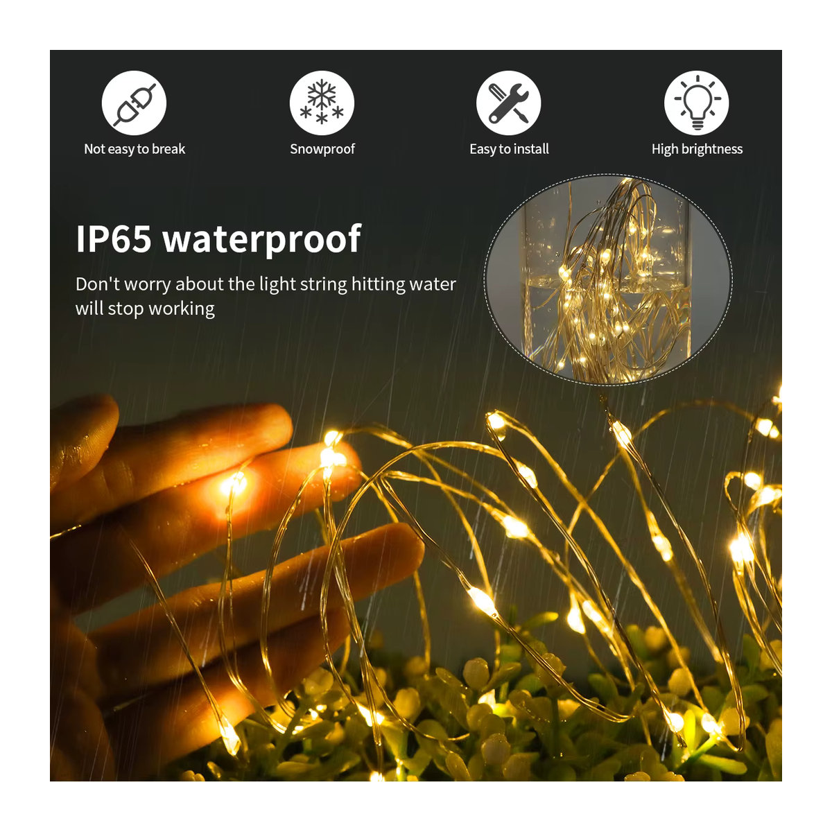 Rybakov Solar-LED-Streifen in Kupfer mit weißem Licht als wasserdichte Gartenbeleuchtung für deinen Außenbereich - Bild 3