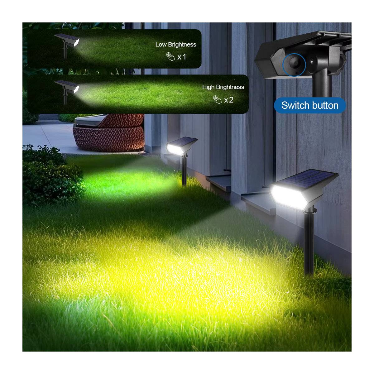 Rybakov Solar-Wegeleuchte mit W/WW/RGB-LED in Schwarz für Garten und Rasen - Bild 3