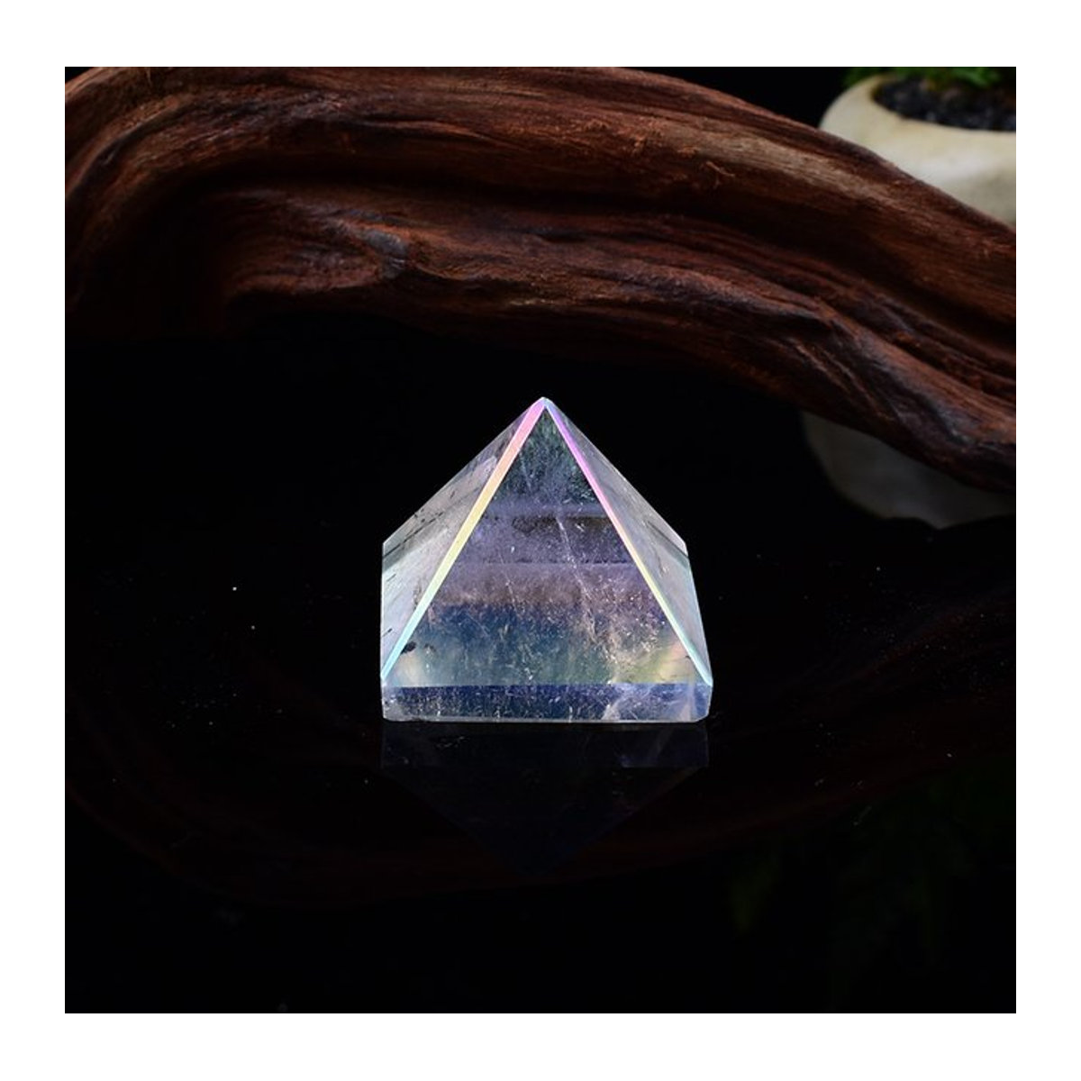 RYCRYSTAL Aura Pyramide aus natürlichem klarem Quarz in mehrfarbig transparent für deine Home Dekoration - Bild 1