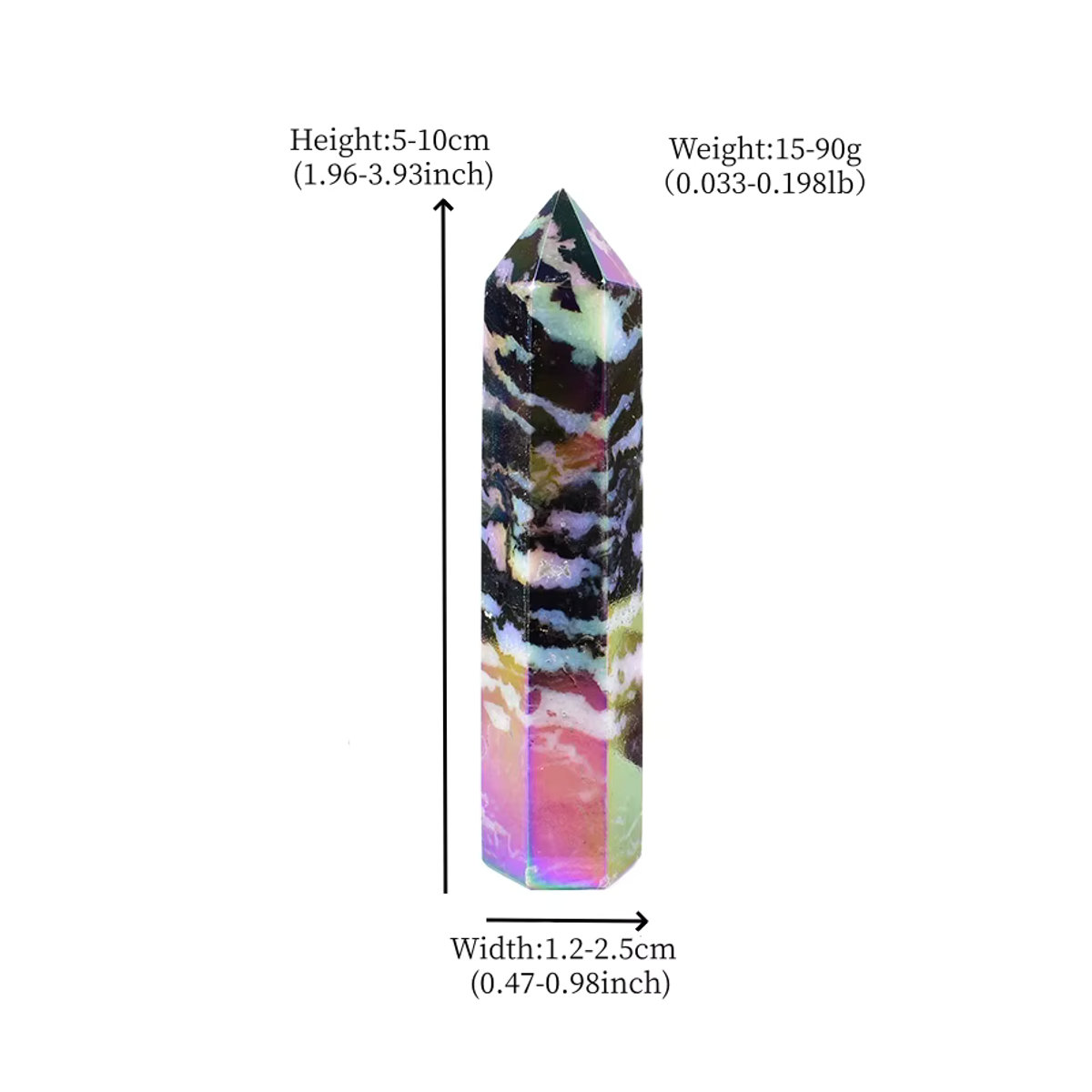 RYCRYSTAL Aura Zebra-Stein Obelisk Sechseckiger Kristallturm mehrfarbig - Bild 6