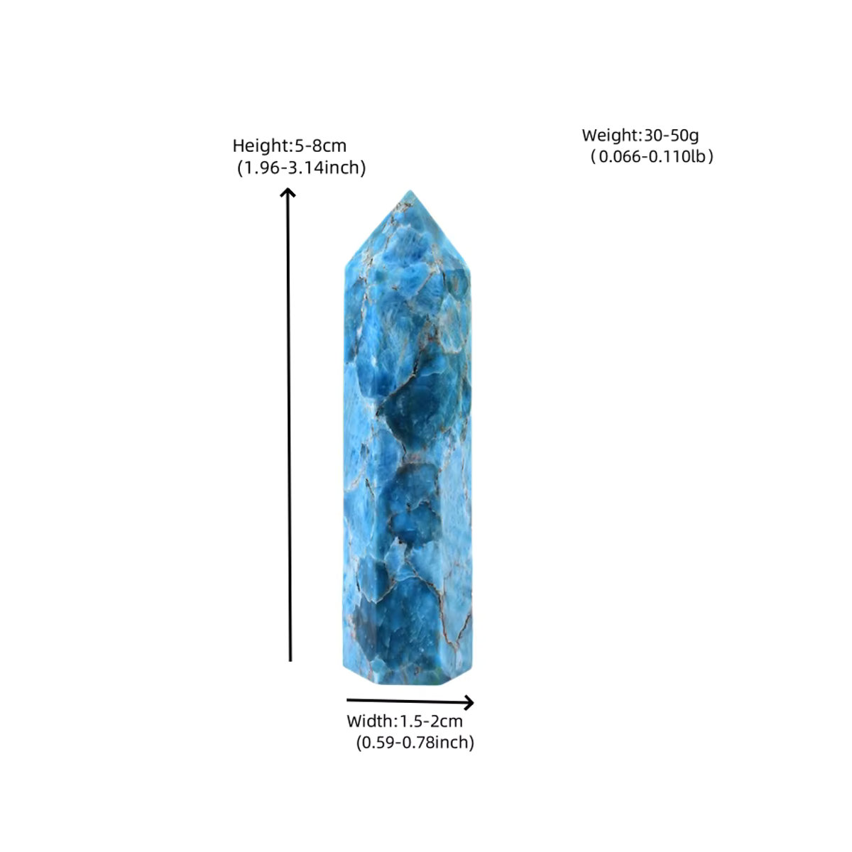 RYCRYSTAL Blauer Apatit Obelisk, Polierter Kristallpunkt zur Dekoration, Blau - Bild 2
