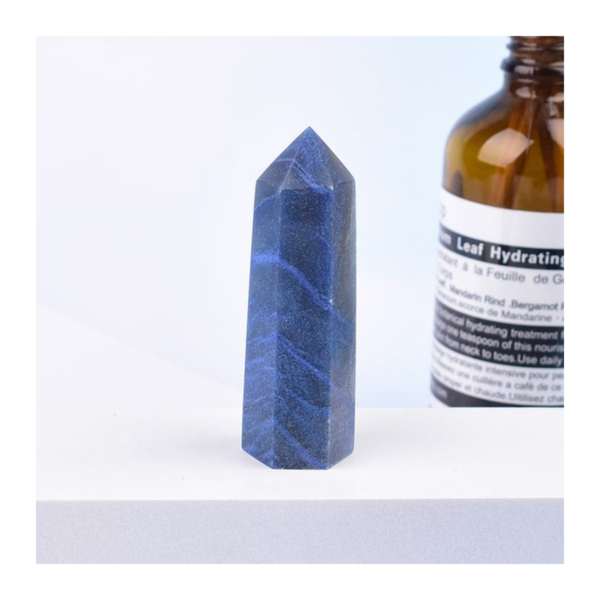 RYCRYSTAL Blauer Aventurin Kristallpunkt als polierter Obelisk zur Heimdekoration, Geometrische Form, 50–80 mm - Bild 1