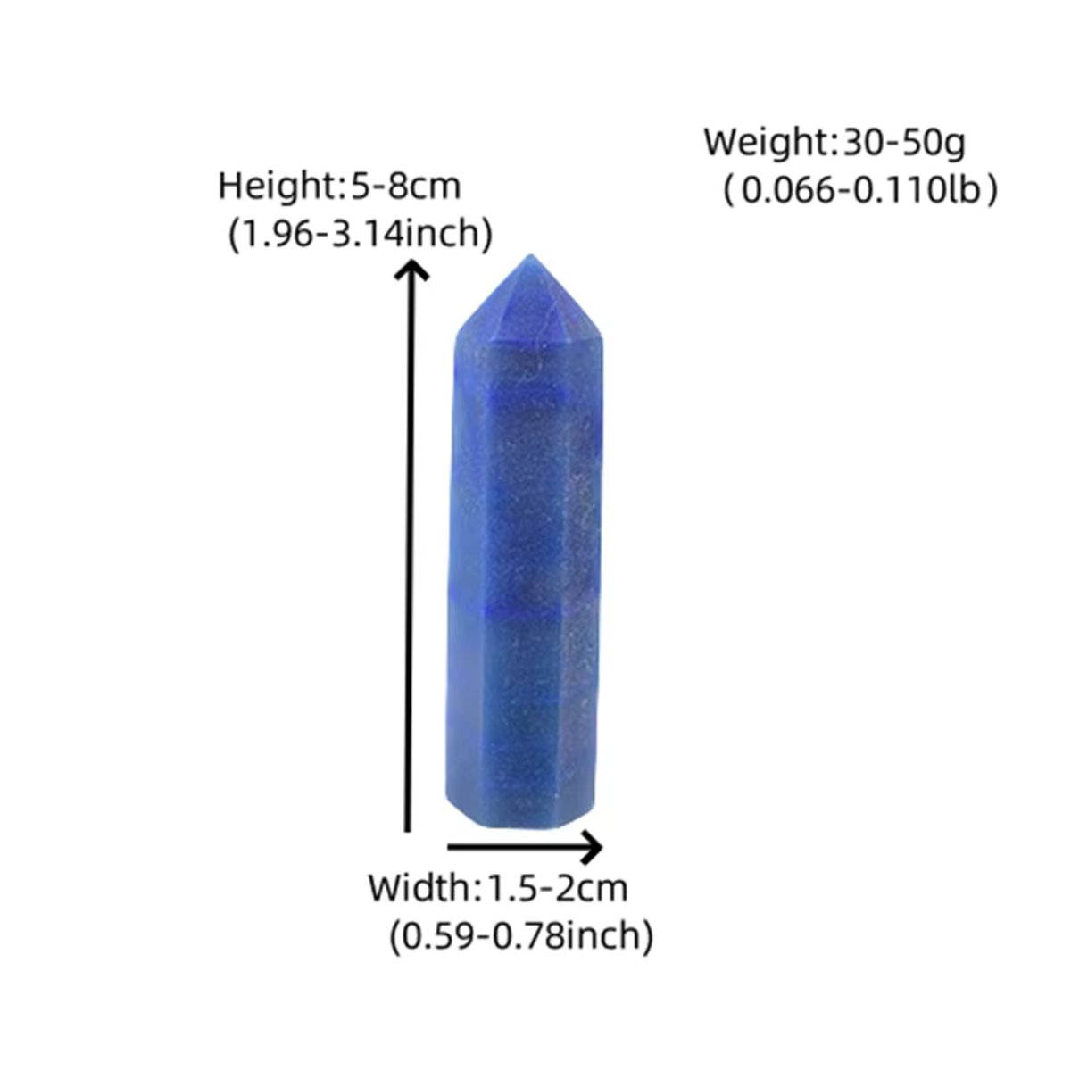 RYCRYSTAL Blauer Aventurin Kristallpunkt als polierter Obelisk zur Heimdekoration, Geometrische Form, 50–80 mm - Bild 2