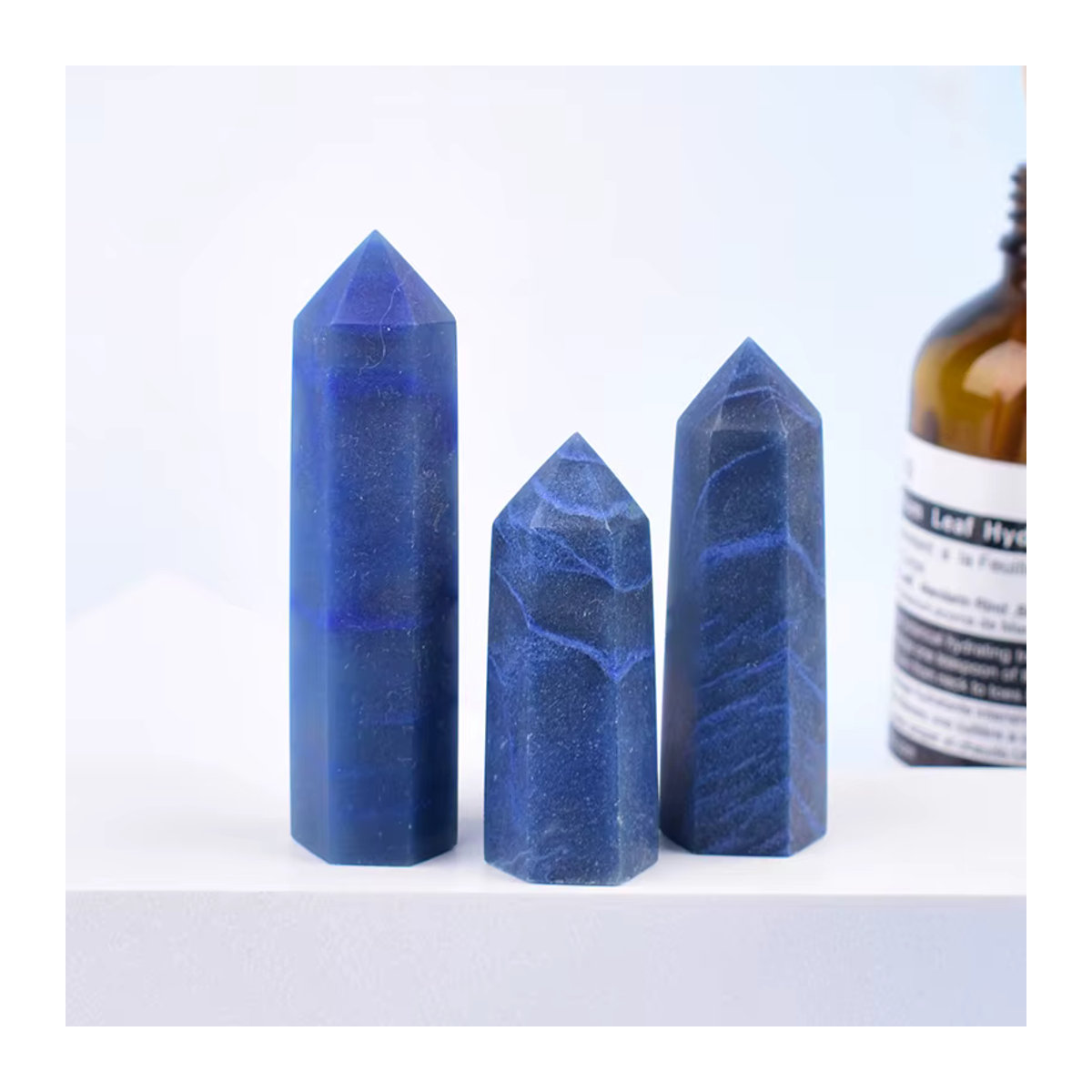 RYCRYSTAL Blauer Aventurin Kristallpunkt als polierter Obelisk zur Heimdekoration, Geometrische Form, 50–80 mm - Bild 5