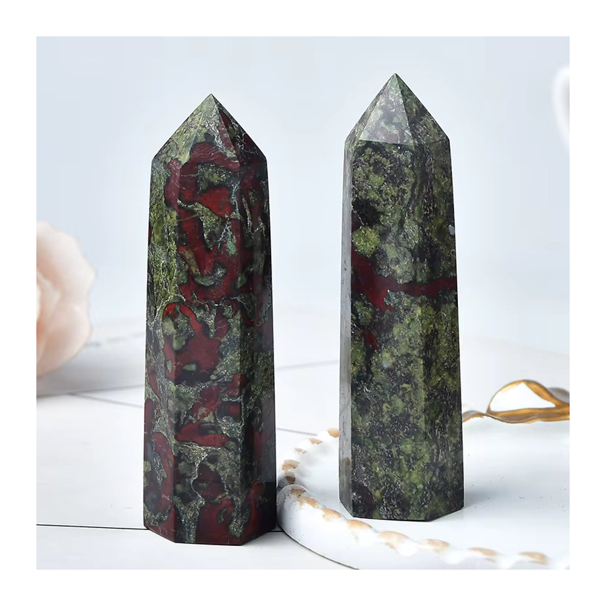 RYCRYSTAL Drachenblut Stein Kristall Obelisk als sechseckiges Prisma für Reiki und Meditation, mehrfarbig, B/T/H: 7,5 x 7,5 x 7,5 cm - Bild 4