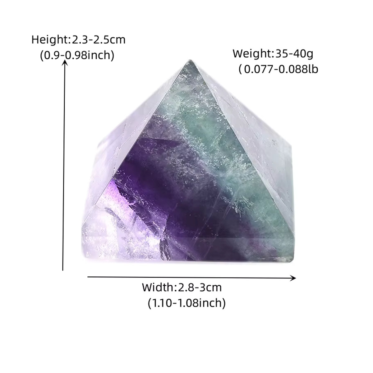 RYCRYSTAL Fluorit Pyramide aus natürlichem Kristall in mehrfarbig, geometrischer Heilstein Turm für Meditation und Home Decor - Bild 2