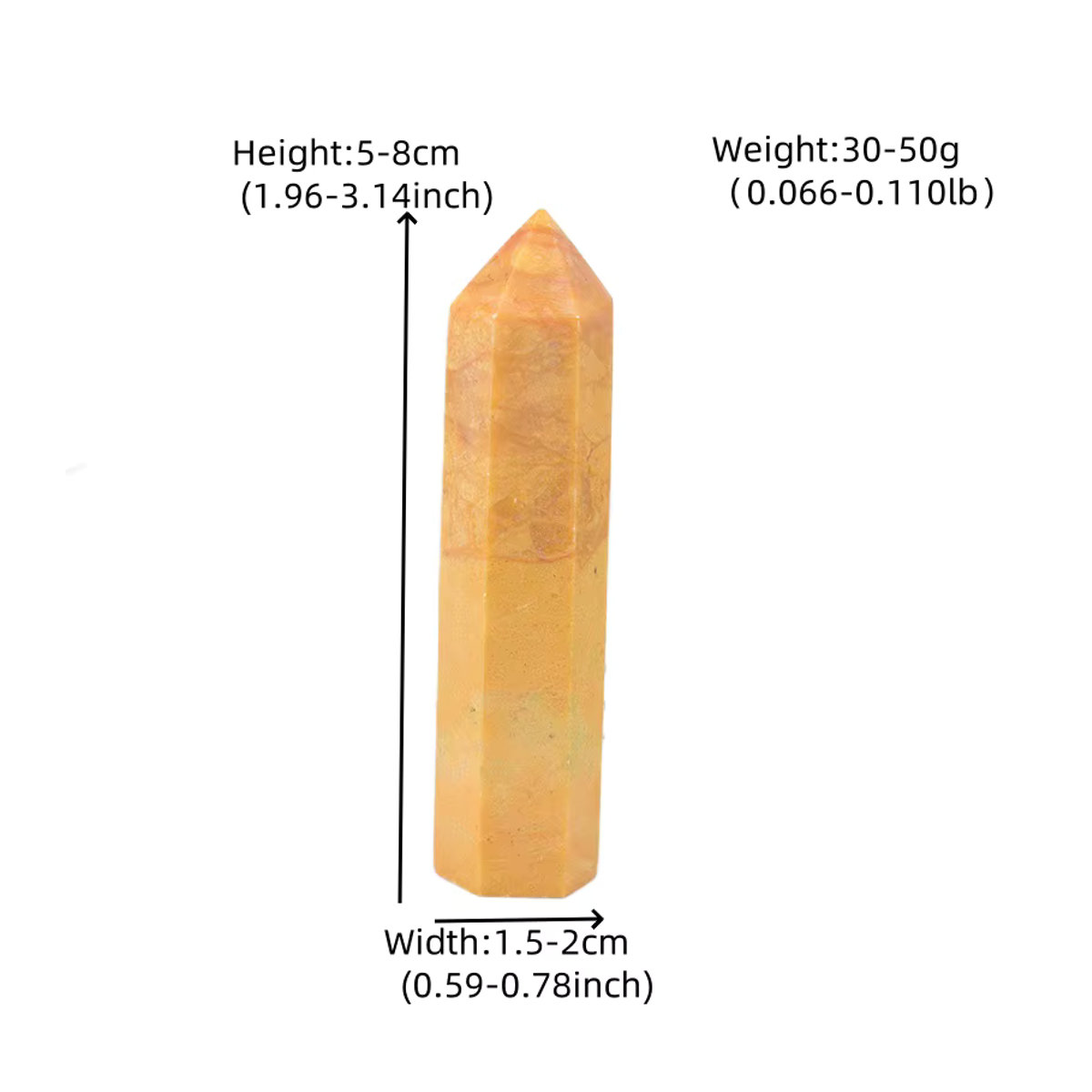 RYCRYSTAL Gelber Kristall Obelisk aus Naturstein, Polierter Sechseckiger Kristallpunkt zur Dekoration - Bild 2