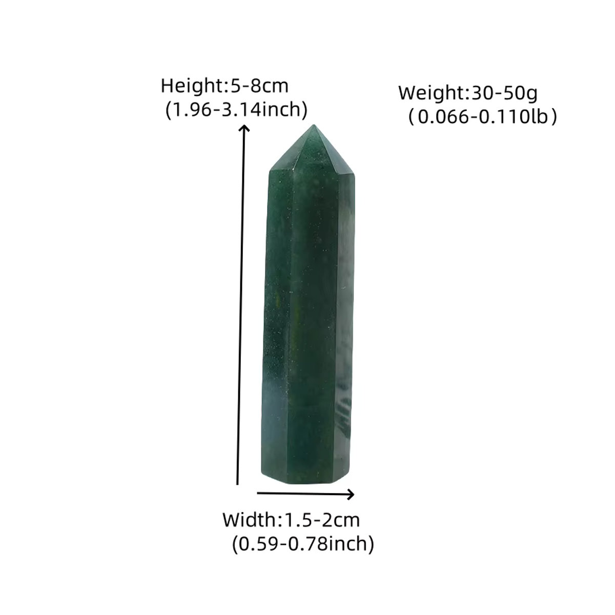 RYCRYSTAL Grüner Aventurin Obelisk aus natürlichem Kristall, sechseckiges Prisma als Heilstein zur Heimdekoration, Grün - Bild 2