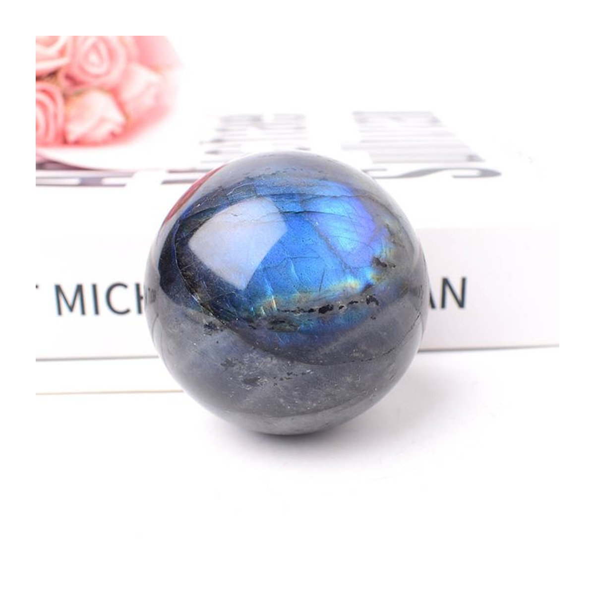 RYCRYSTAL Labradorit Kristallkugel poliert mehrfarbig als Deko-Ornament für Meditation und Reiki - Bild 1