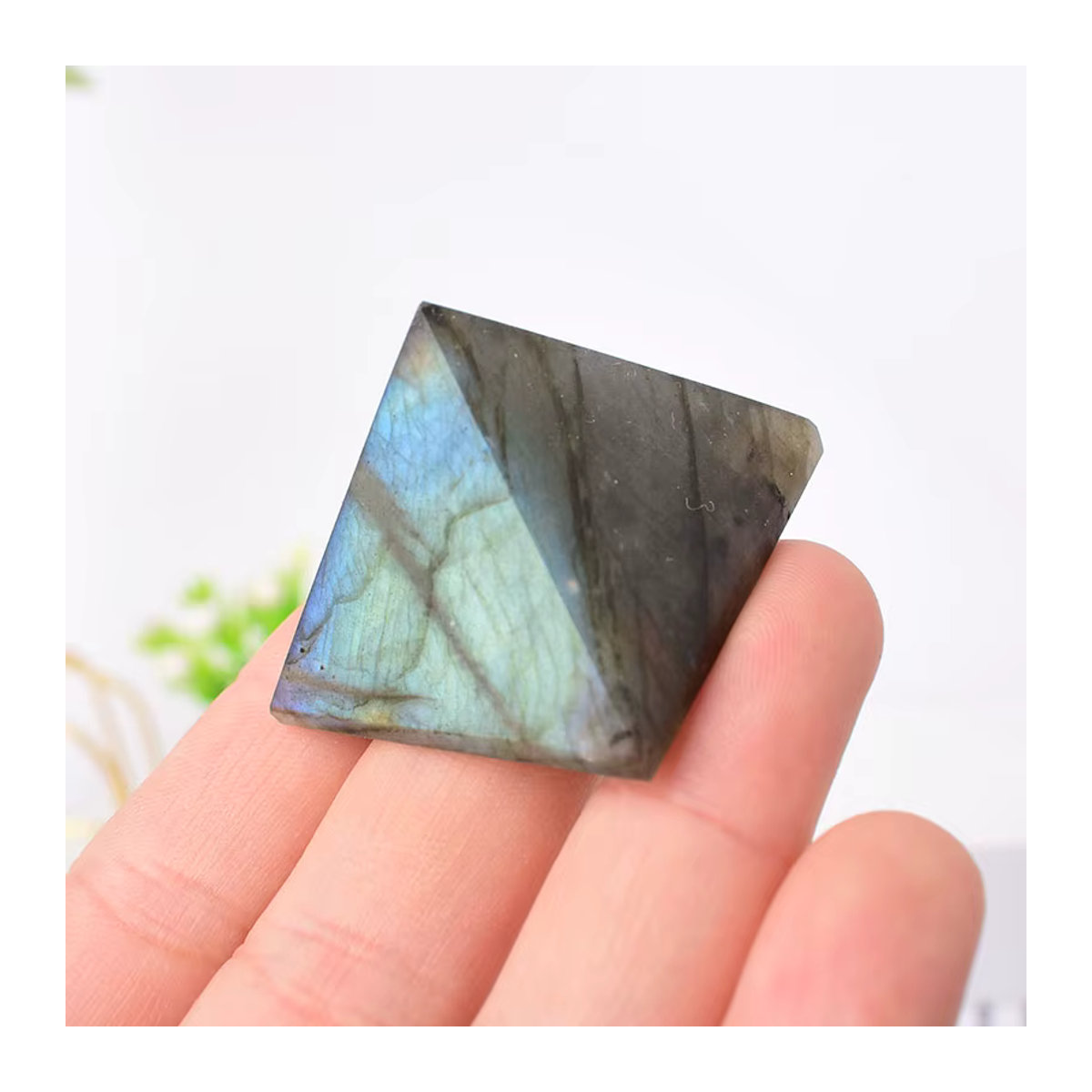 RYCRYSTAL Labradorit Pyramide aus natürlichem Kristall in mehrfarbig, geometrische Heilstein Dekoration für Meditation und Reiki - Bild 2