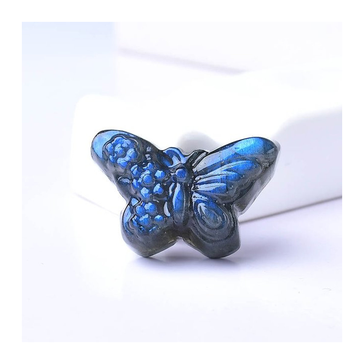 RYCRYSTAL Labradorit Schmetterling handgeschnitzte Kristallfigur in Blau zur Reiki Heilung und Dekoration - Bild 1