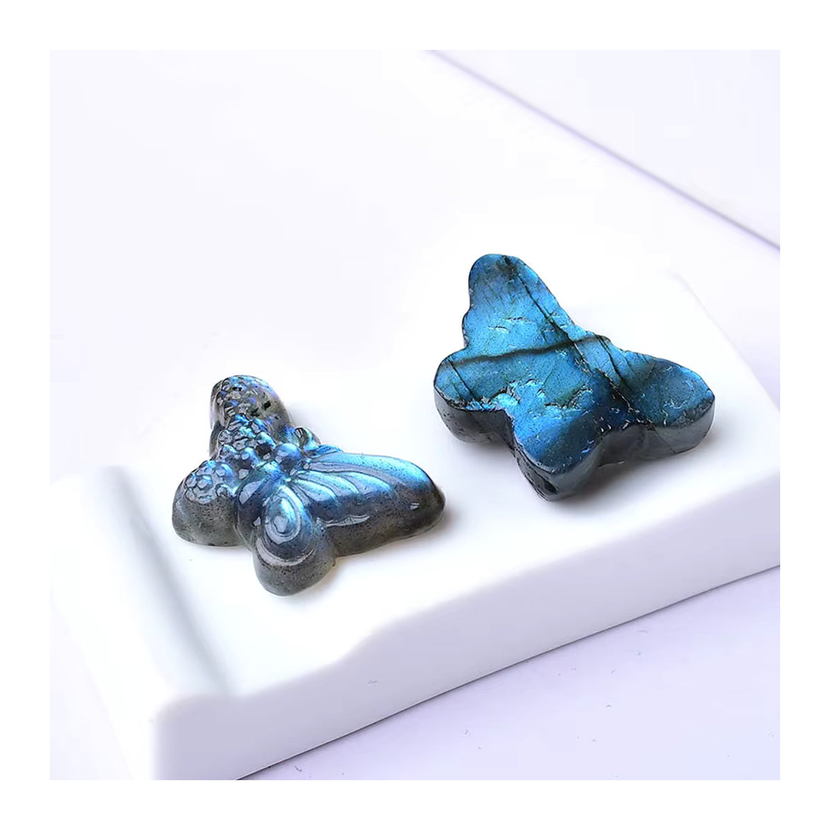 RYCRYSTAL Labradorit Schmetterling handgeschnitzte Kristallfigur in Blau zur Reiki Heilung und Dekoration - Bild 3