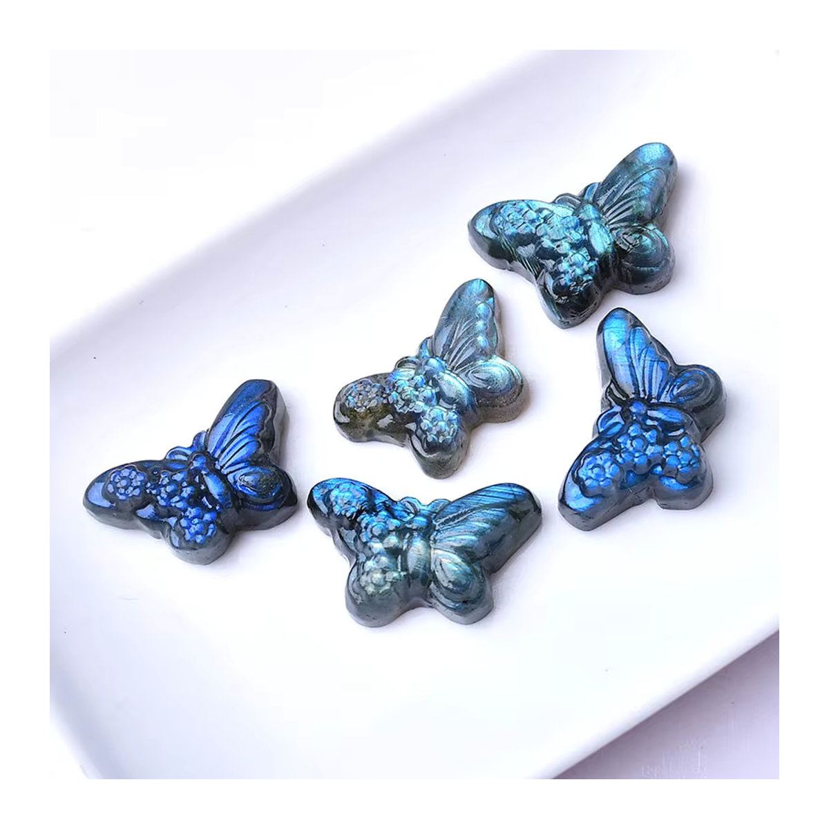 RYCRYSTAL Labradorit Schmetterling handgeschnitzte Kristallfigur in Blau zur Reiki Heilung und Dekoration - Bild 5