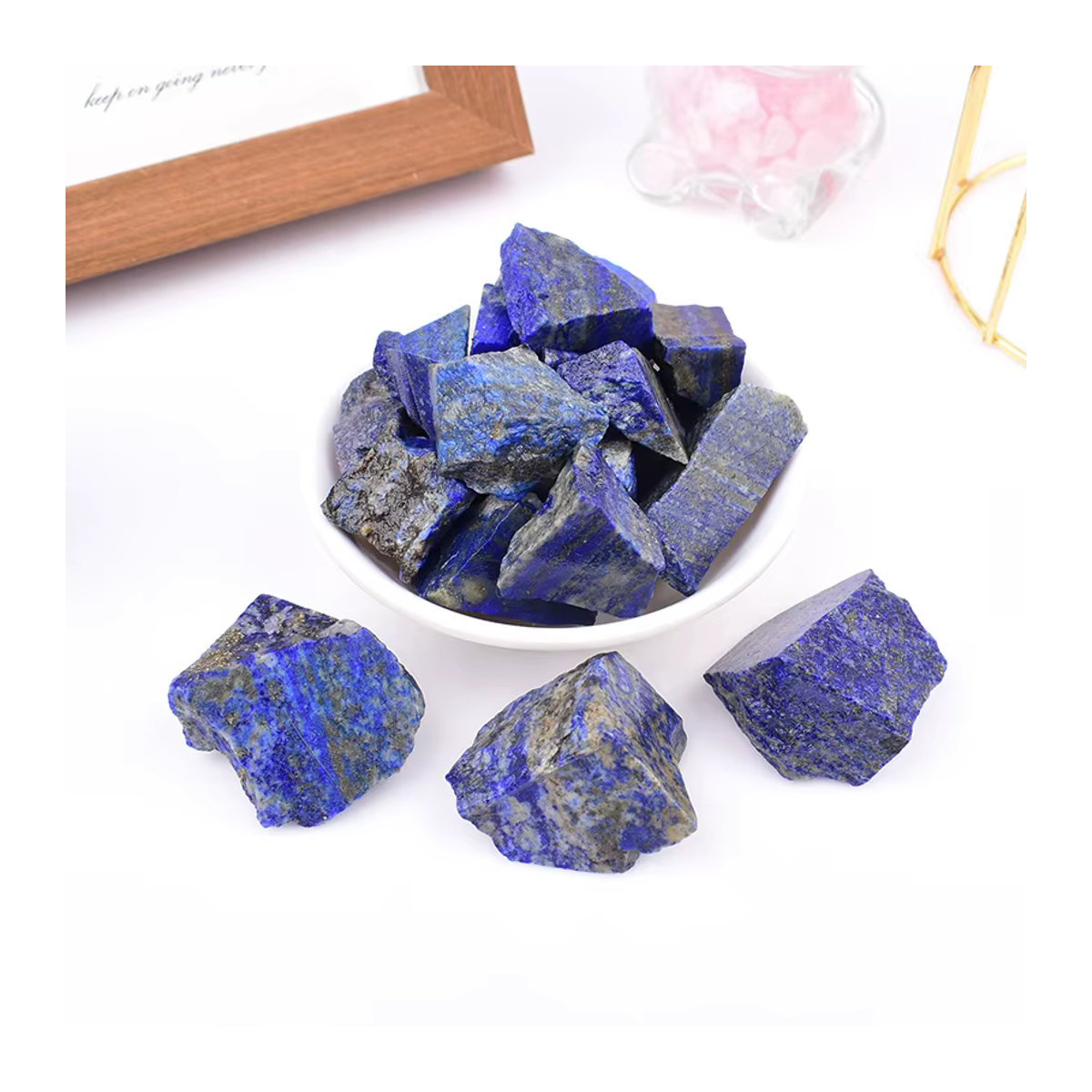 RYCRYSTAL Lapislazuli Rohkristalle Blau, 100 g natürliche Heilsteine als Mineralprobe für Deko und DIY - Bild 3
