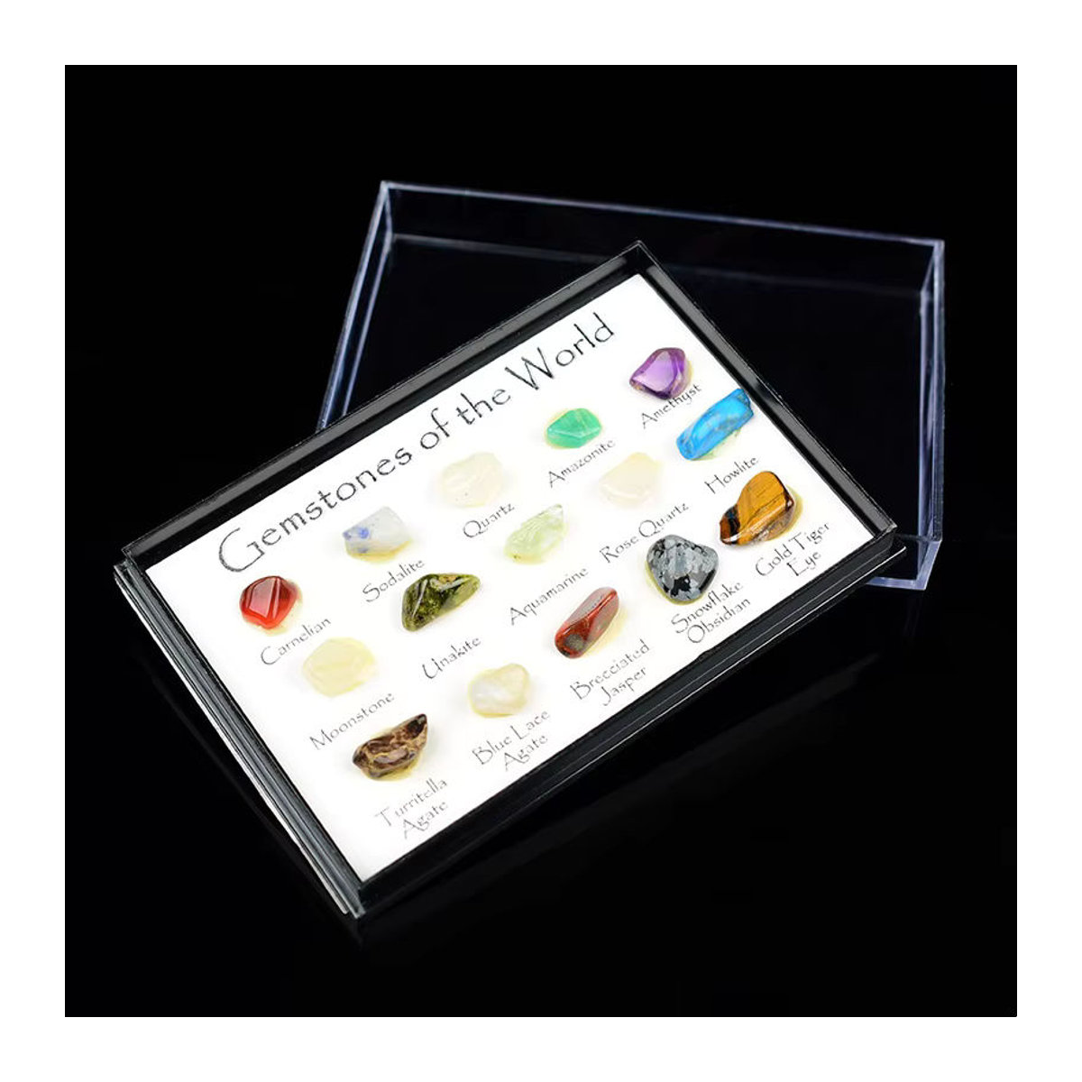RYCRYSTAL Mineralprobenbox mit 15 Arten natürlicher Kristallsteine, mehrfarbig, rechteckig - Bild 4