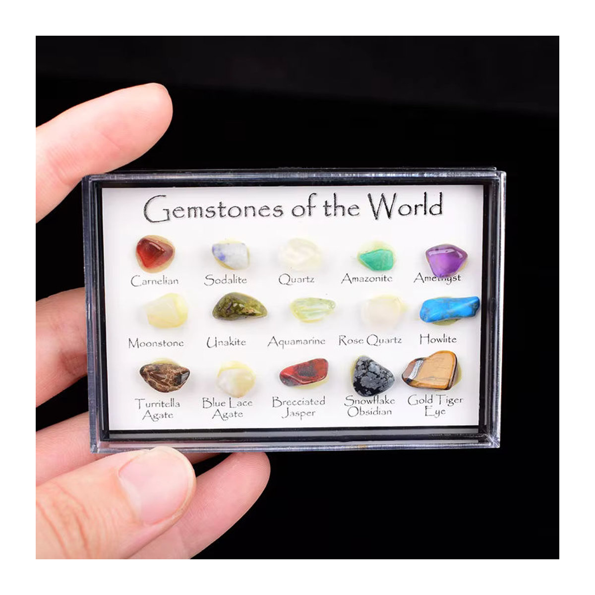 RYCRYSTAL Mineralprobenbox mit 15 Arten natürlicher Kristallsteine, mehrfarbig, rechteckig - Bild 5