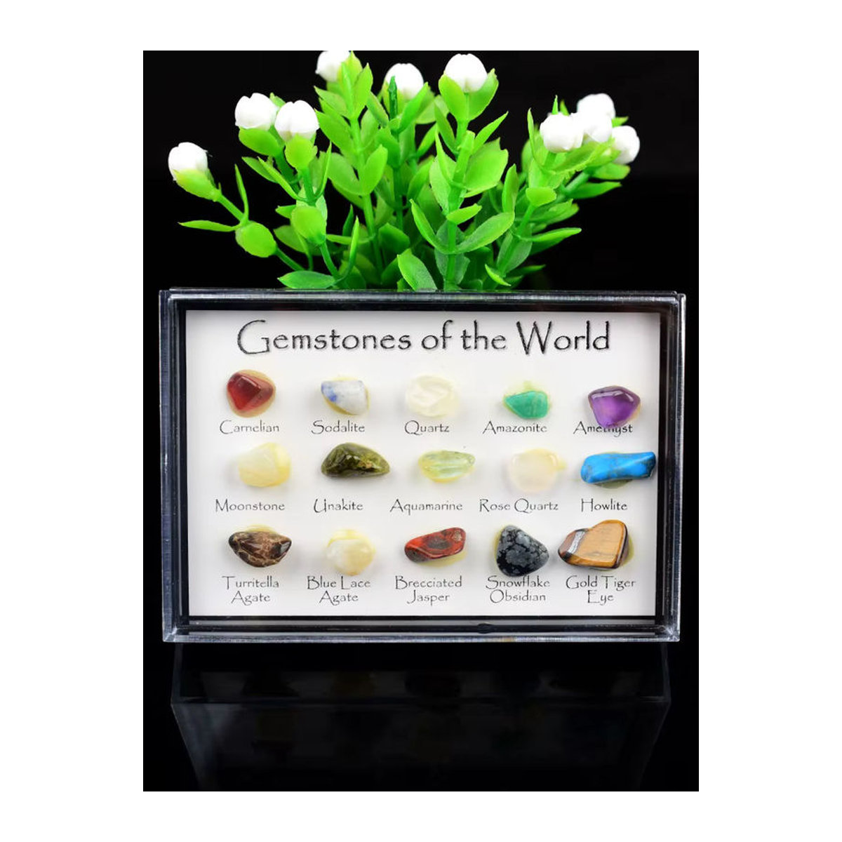 RYCRYSTAL Mineralprobenbox mit 15 Arten natürlicher Kristallsteine, mehrfarbig, rechteckig - Bild 7