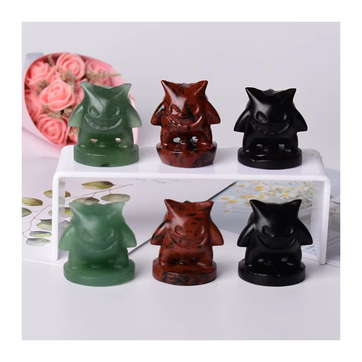 RYCRYSTAL Naturkristall Tierfigur aus poliertem Stein in Rot und Grün als dekorative Reiki-Figur - Bild 2