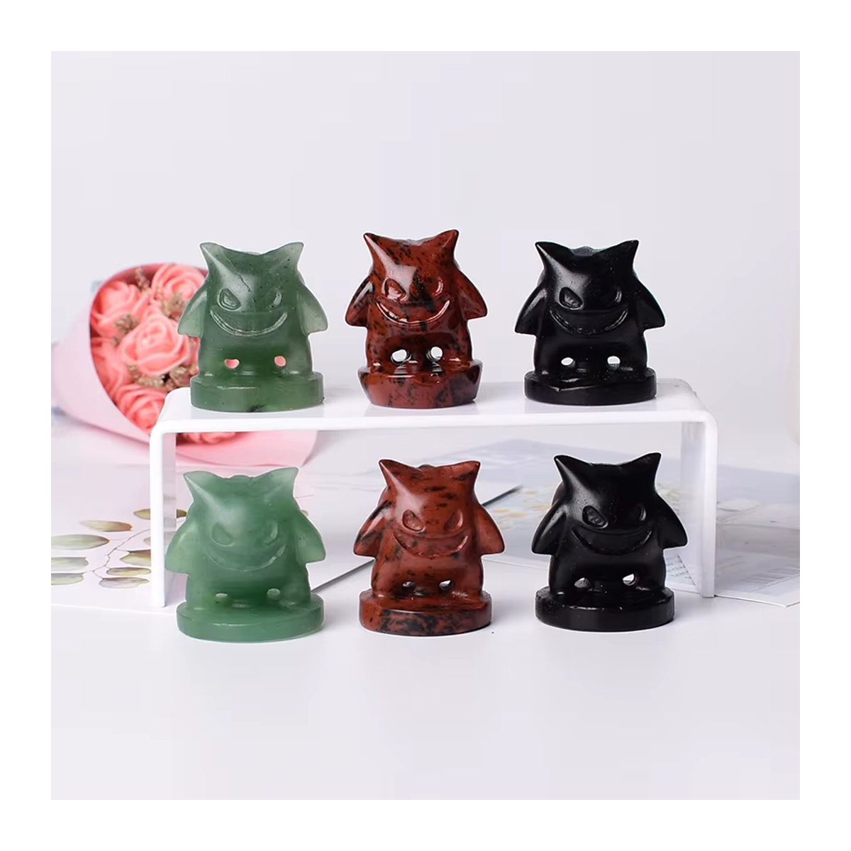 RYCRYSTAL Naturkristall Tierfigur aus poliertem Stein in Rot und Grün als dekorative Reiki-Figur - Bild 3