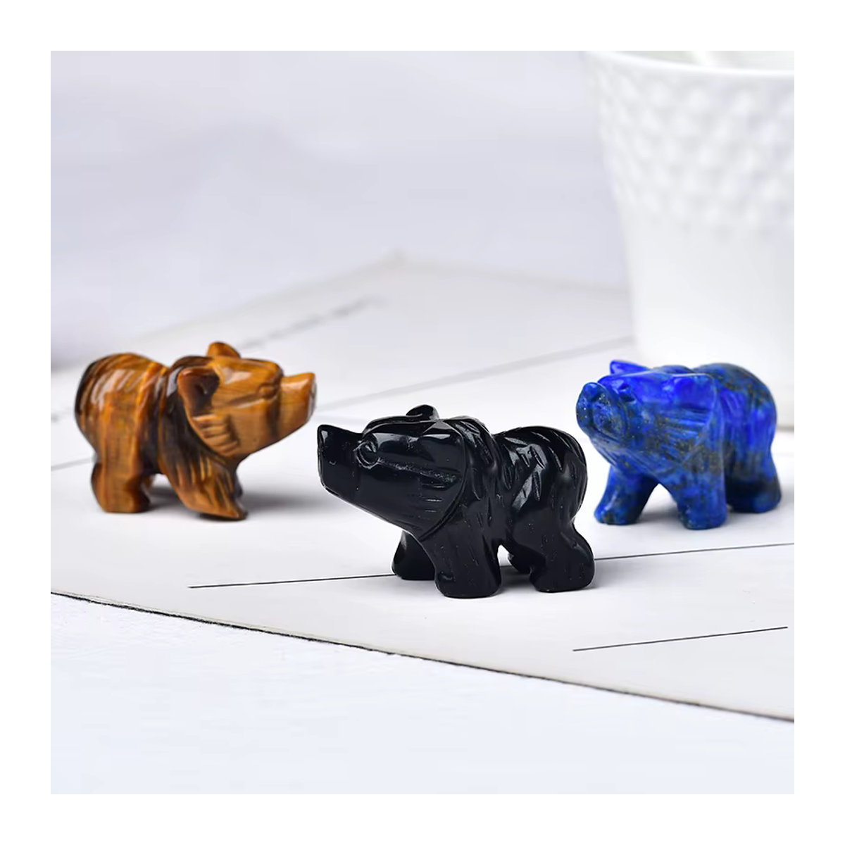 RYCRYSTAL Natürliche Kristall Bär Figur aus Stein in Lila und Mehrfarbig als Dekoration und Reiki Stein - Bild 4