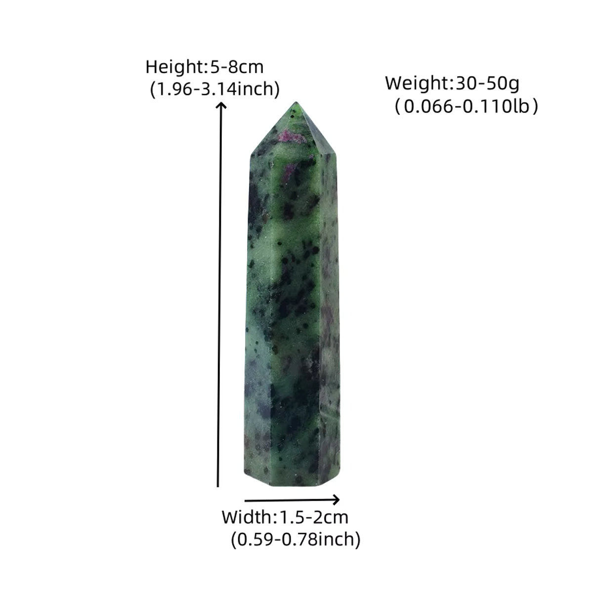 RYCRYSTAL Natürlicher Epidot Kristall Obelisk in Grün, Polierter Kristallpunkt als Heilstein und Chakra-Dekoration, 50-80 mm - Bild 2