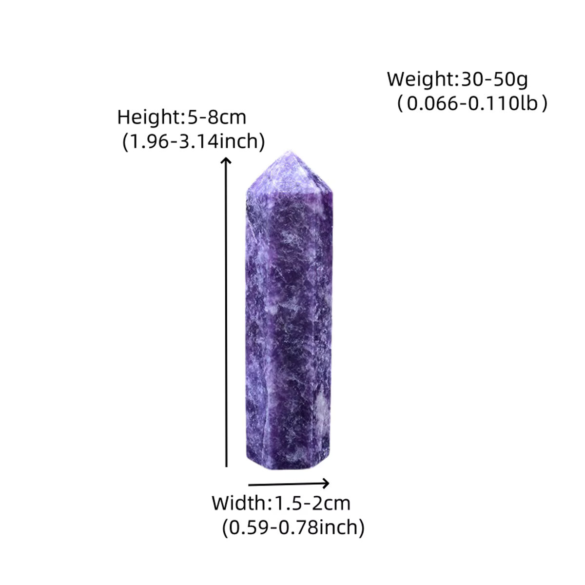 RYCRYSTAL Natürlicher Lapidolit Obelisk aus lila Quarz, polierter sechseckiger Kristallstein zur Dekoration und Heilung, 50–80 mm - Bild 2