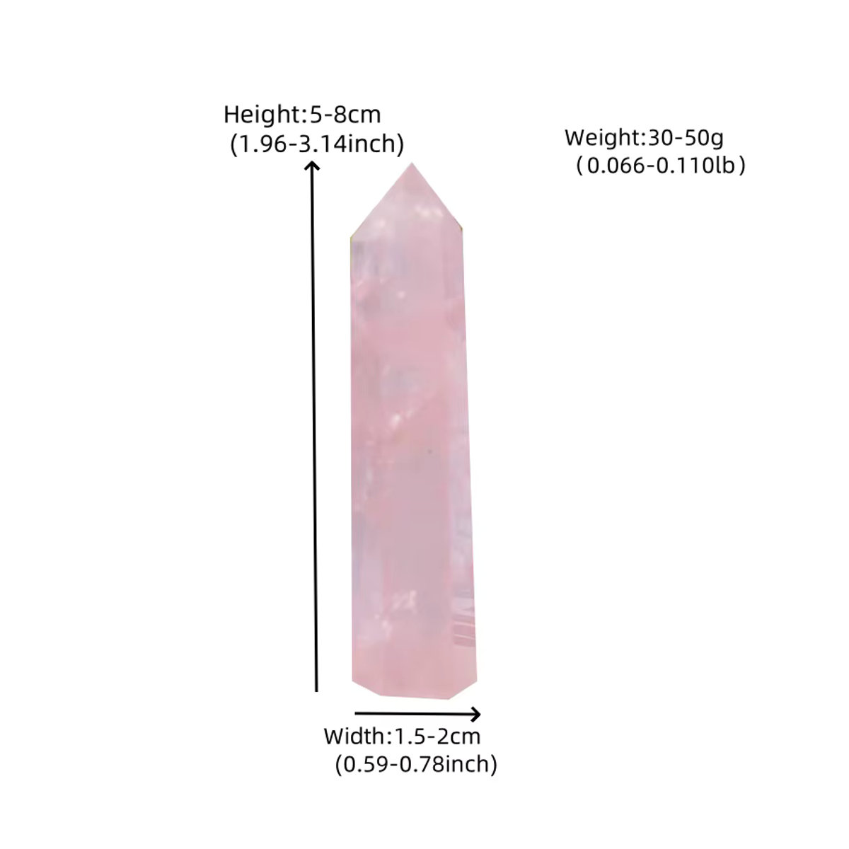 RYCRYSTAL Natürlicher Rosenquarz Kristall Obelisk in Rosa, Polierter Sechseckiger Kristallpunkt zur Dekoration - Bild 2