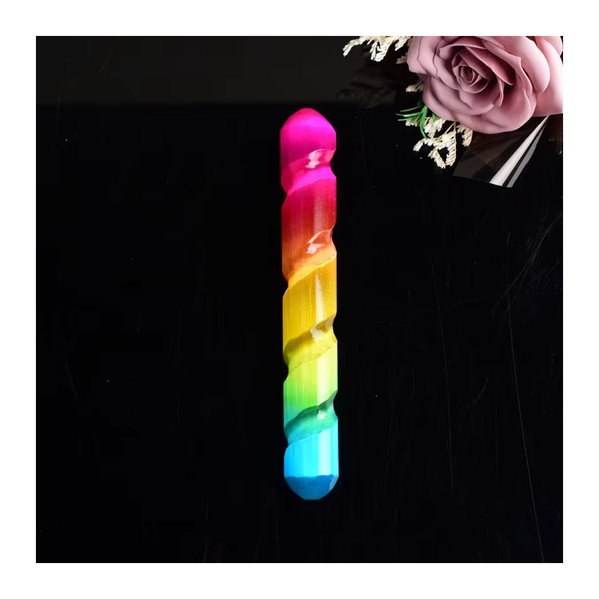 RYCRYSTAL Natürlicher Selenit Stick in Mehrfarbig für Yoga, Reiki und Meditation als Dekoration - Bild 2